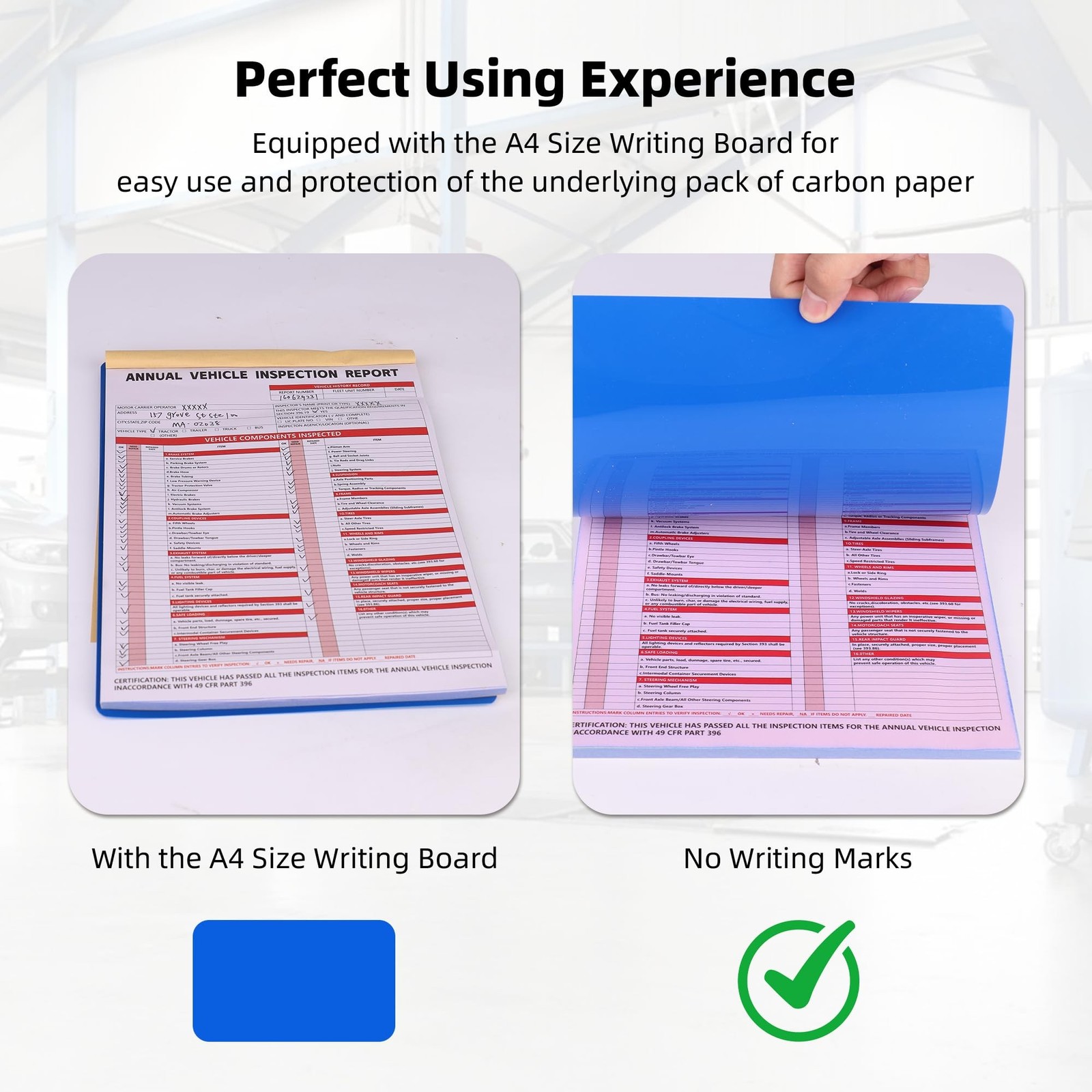 30-Pack Annual Vehicle Inspection Report Form, 3-Ply Carbonless Form and Hard…