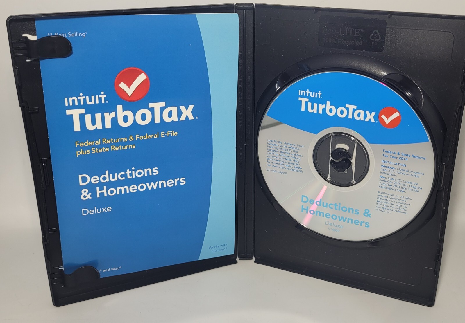 2014 TurboTax Deductions and Homeowners Federal Returns, E file plus State