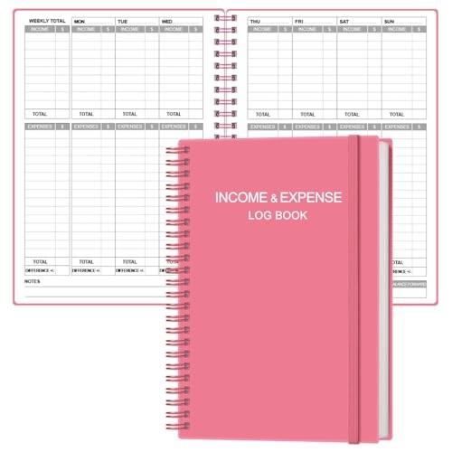 Income & Expense Log Book – A5 Income and Expense Tracker 5.8″ x 8.5″ Pink-a