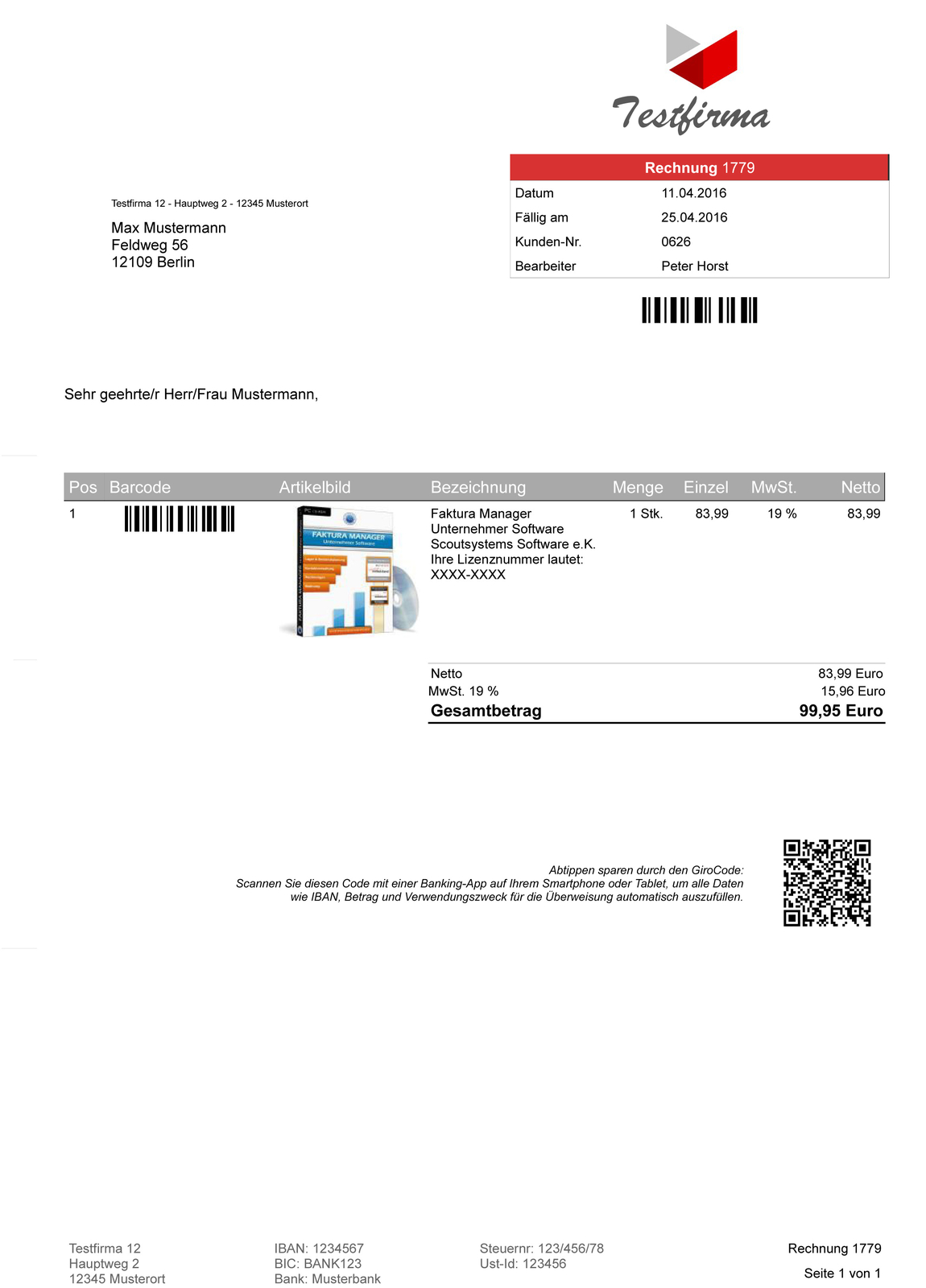 Rechnungsprogramm Software inkl. Buchhaltung,Netzwerkversion,Lizenz 3 Rechner