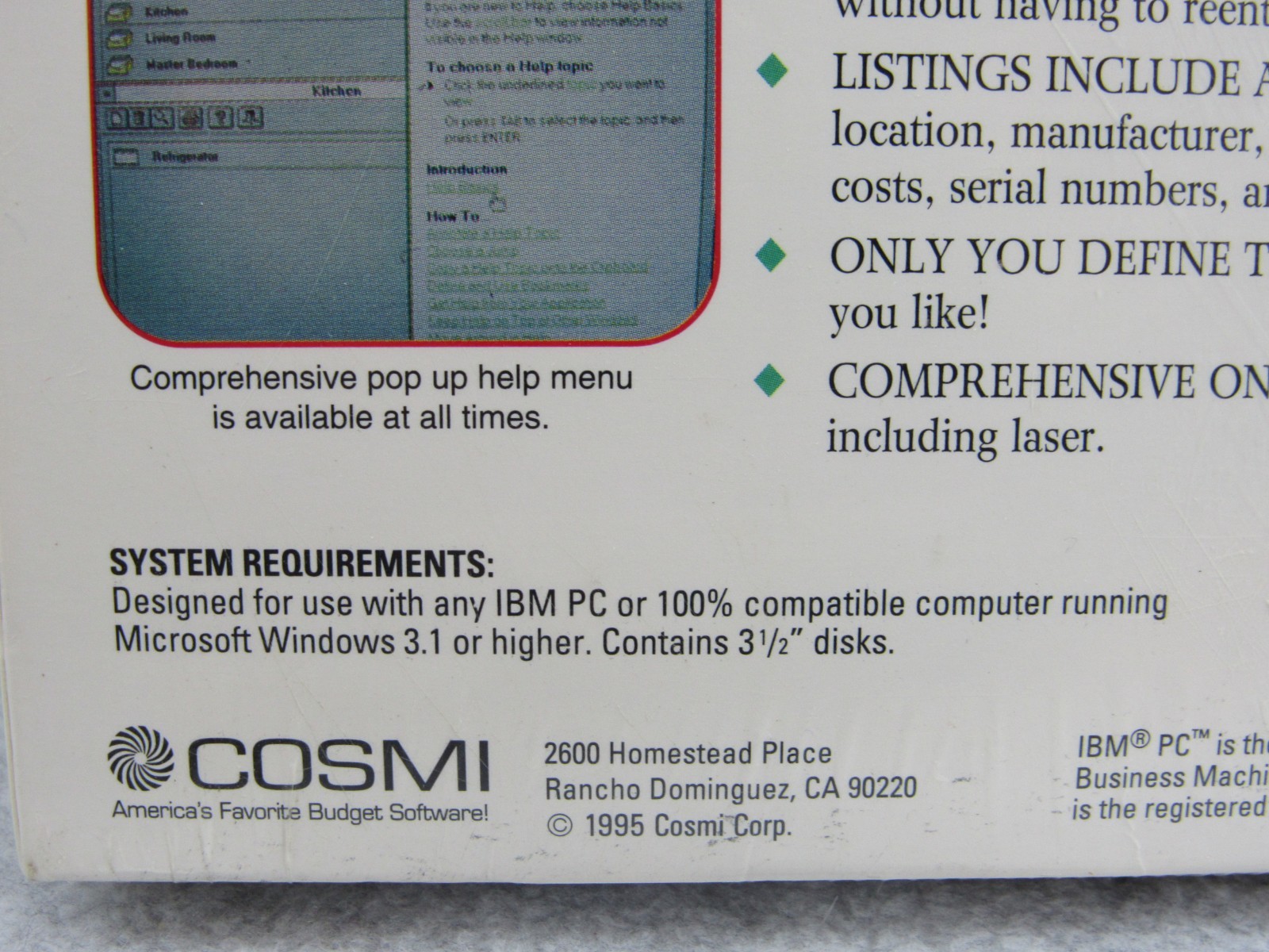 Personal Property Windows 3.1 95 CD-ROM Home Inventory Insurance Claim Verifier