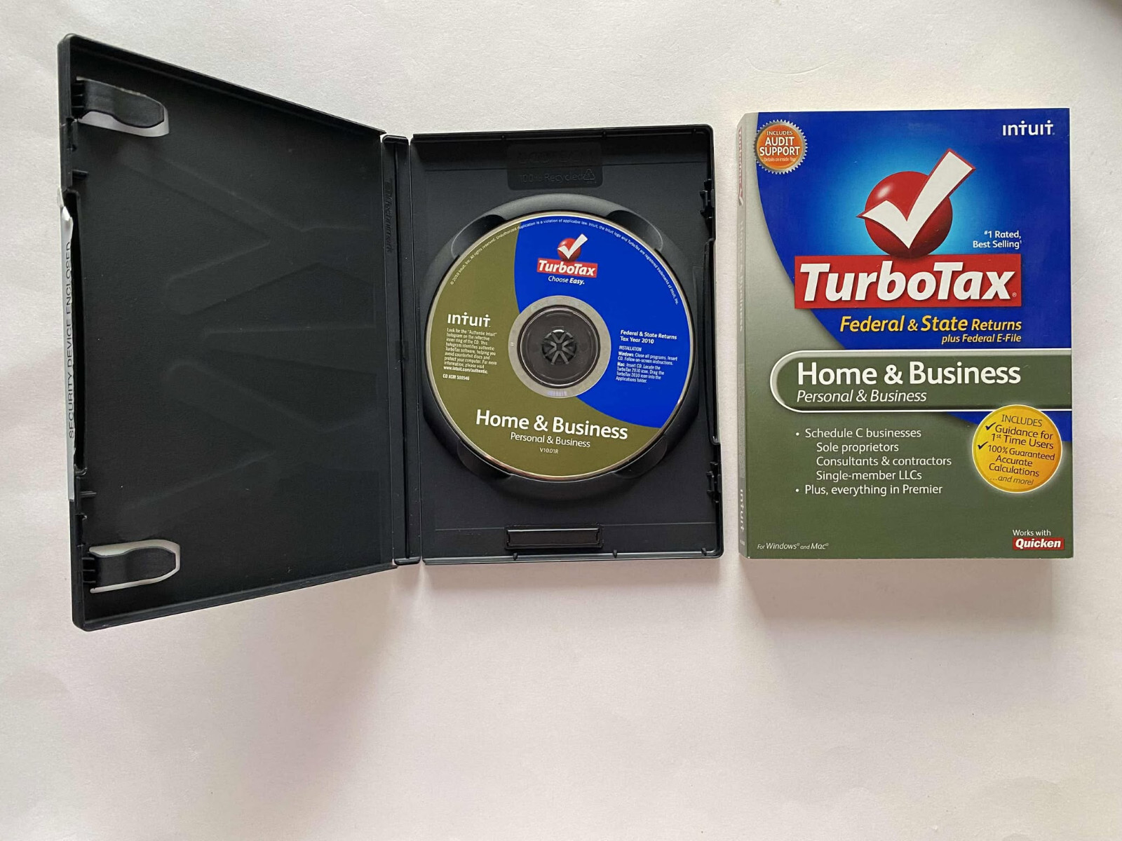 2010 Intuit TurboTax Home & Business Federal & State PC Mac ( NO E-FILE ) GOOD