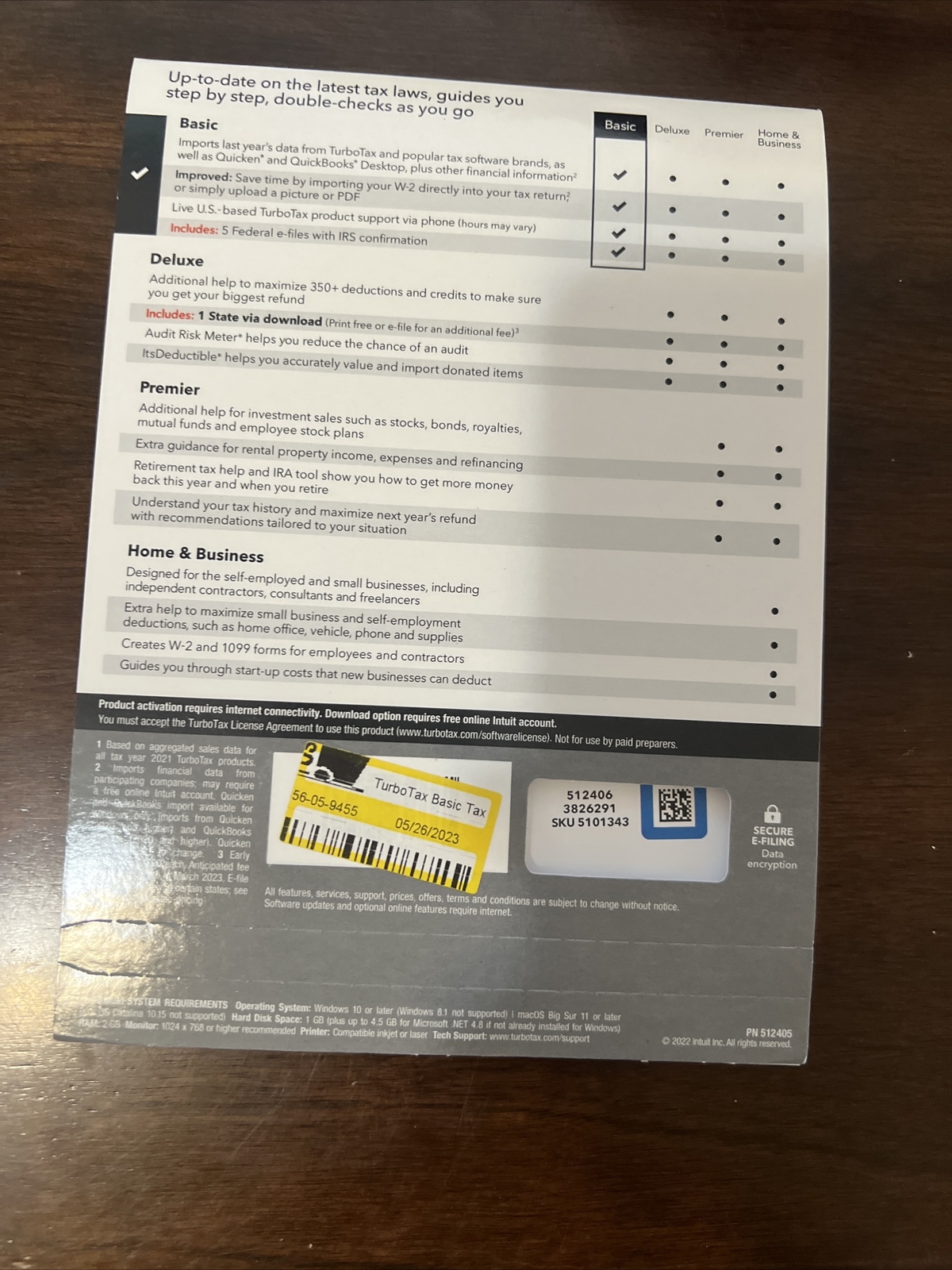 2022 TurboTax Basic• PC Or Mac CD or Download • Federal Returns + Federal E-File