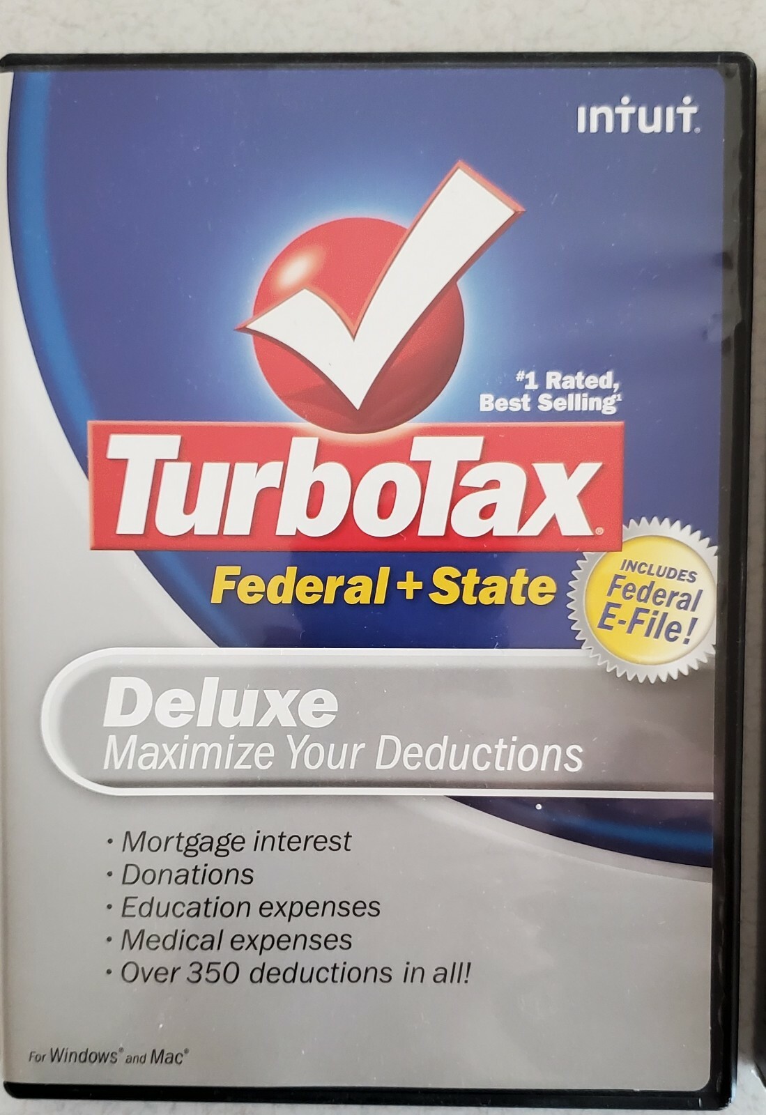 3 CDs for FEDERAL RETURN 2007 2008 2009 TURBOTAX Deluxe CD Windows & Mac