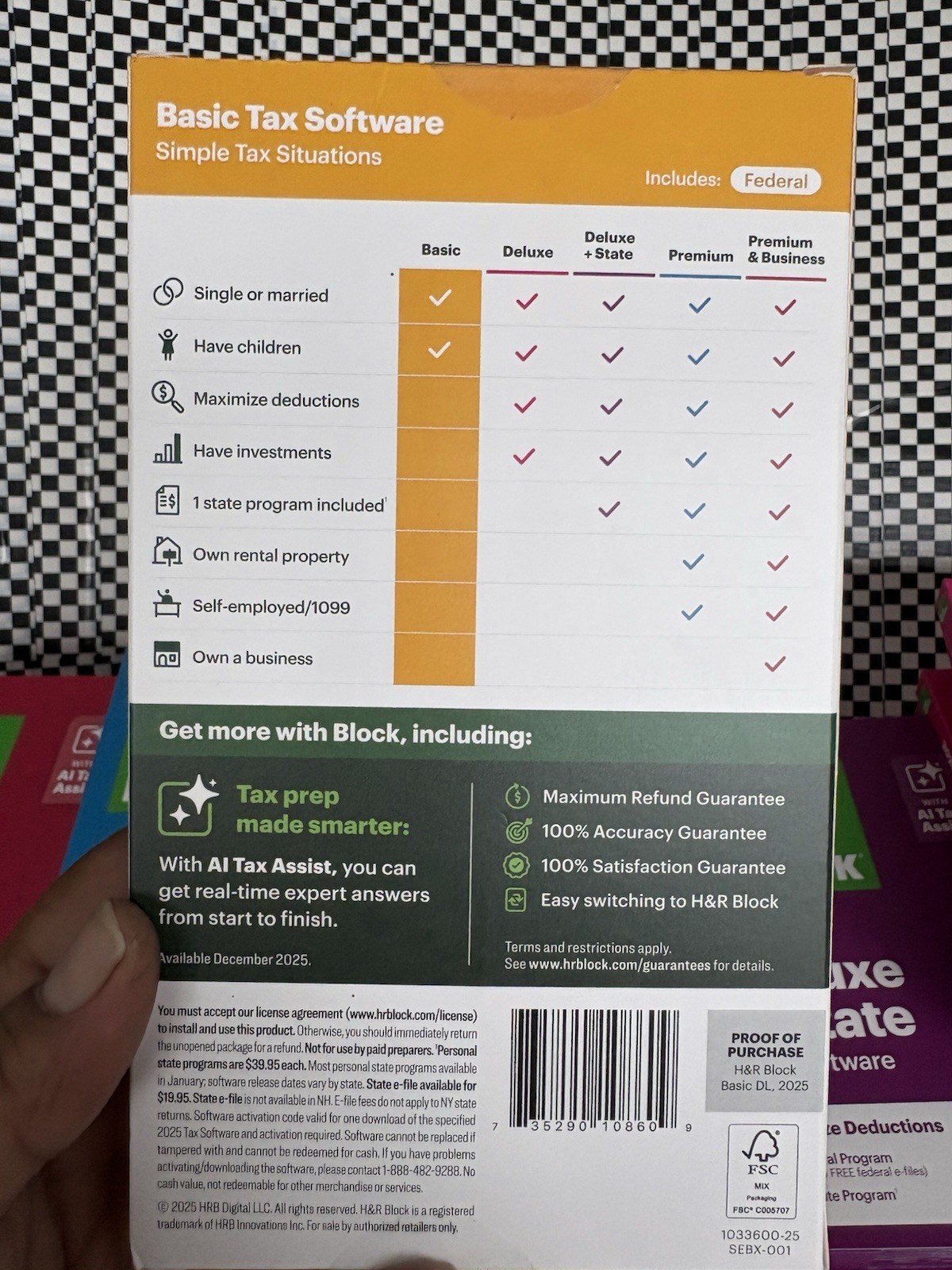 H&R Block Tax Software Basic 2025 PC/Mac [Key Card] NEW