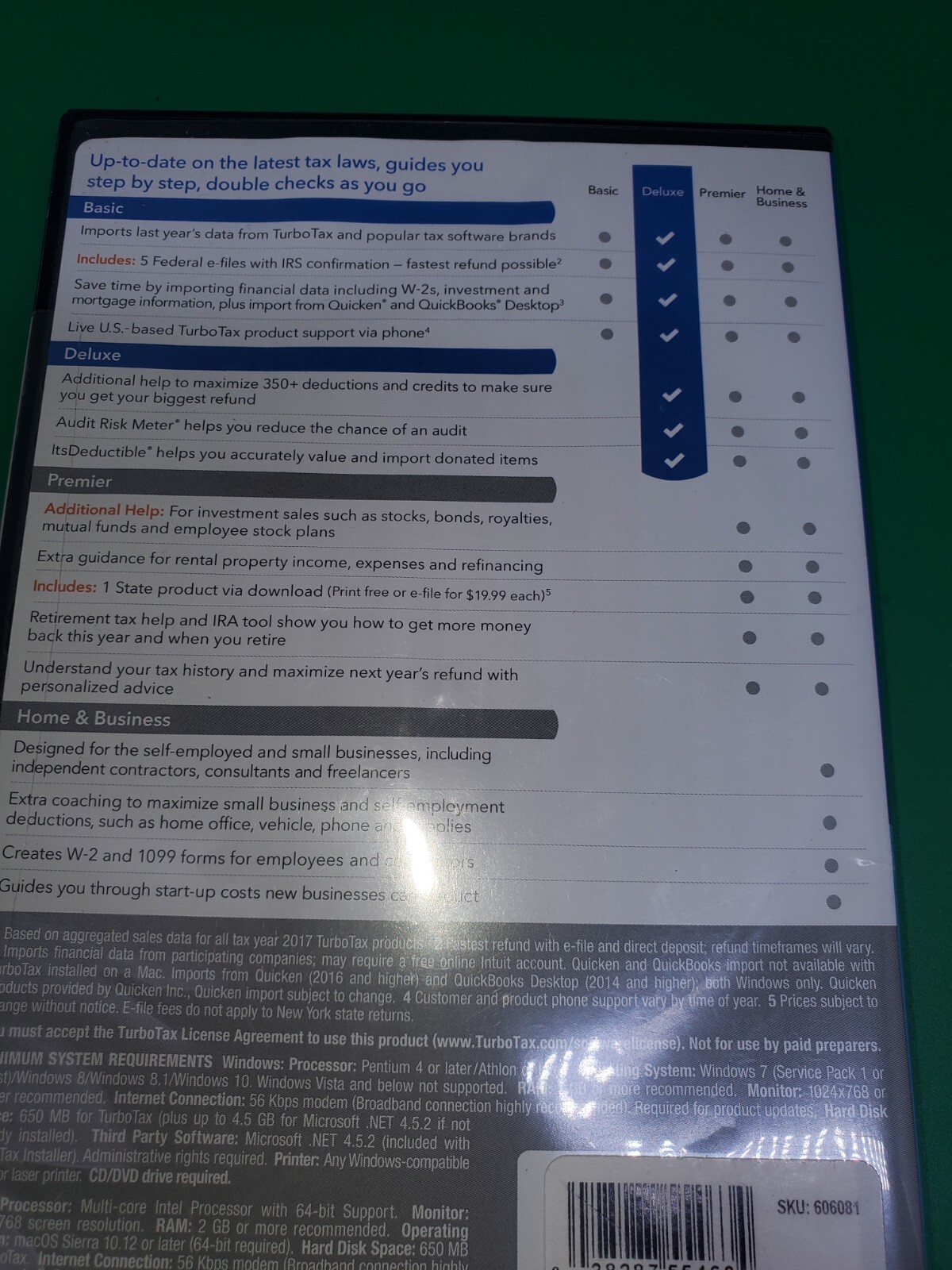 Turbotax Deluxe 2018 Fed + Efile (PC / Mac Disc) h1a 30s