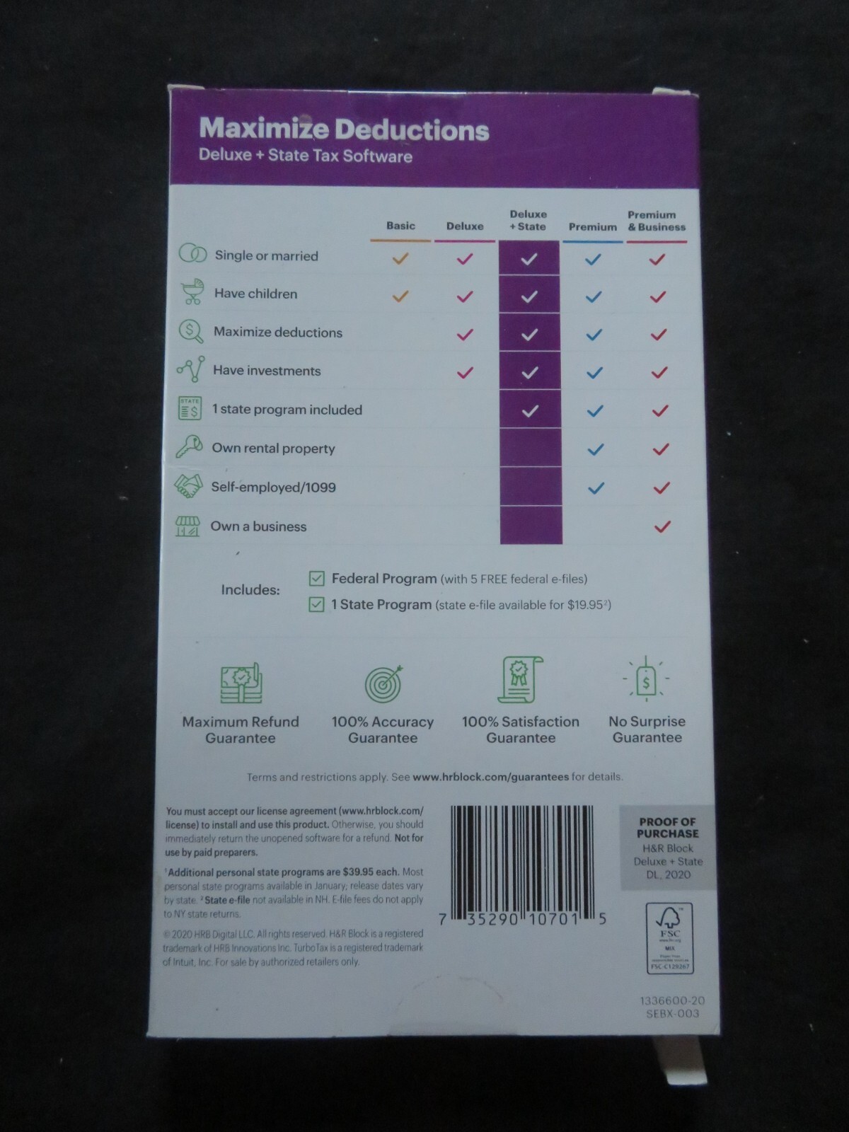 2020 H & R Block Maximize Deductions Software FAST AUTHENTIC DOWLOAD Fed State