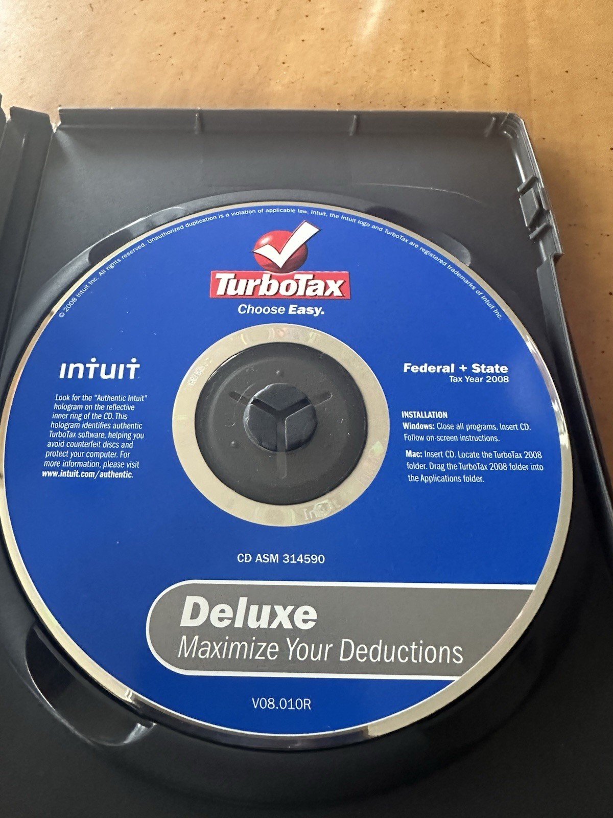 Turbotax 2008 Deluxe Federal plus state 2008 Turbo tax For Window’s And Mac