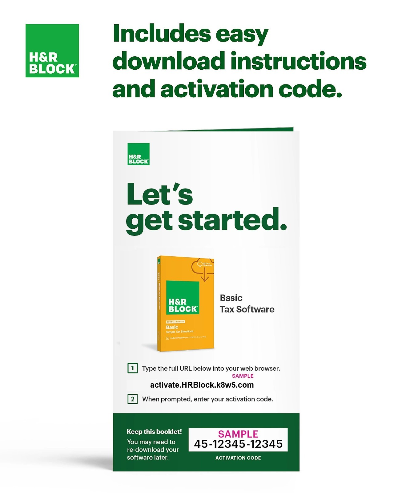 NEW 2025 H&R Block Tax Software Basic for Win/PC [Key Card]