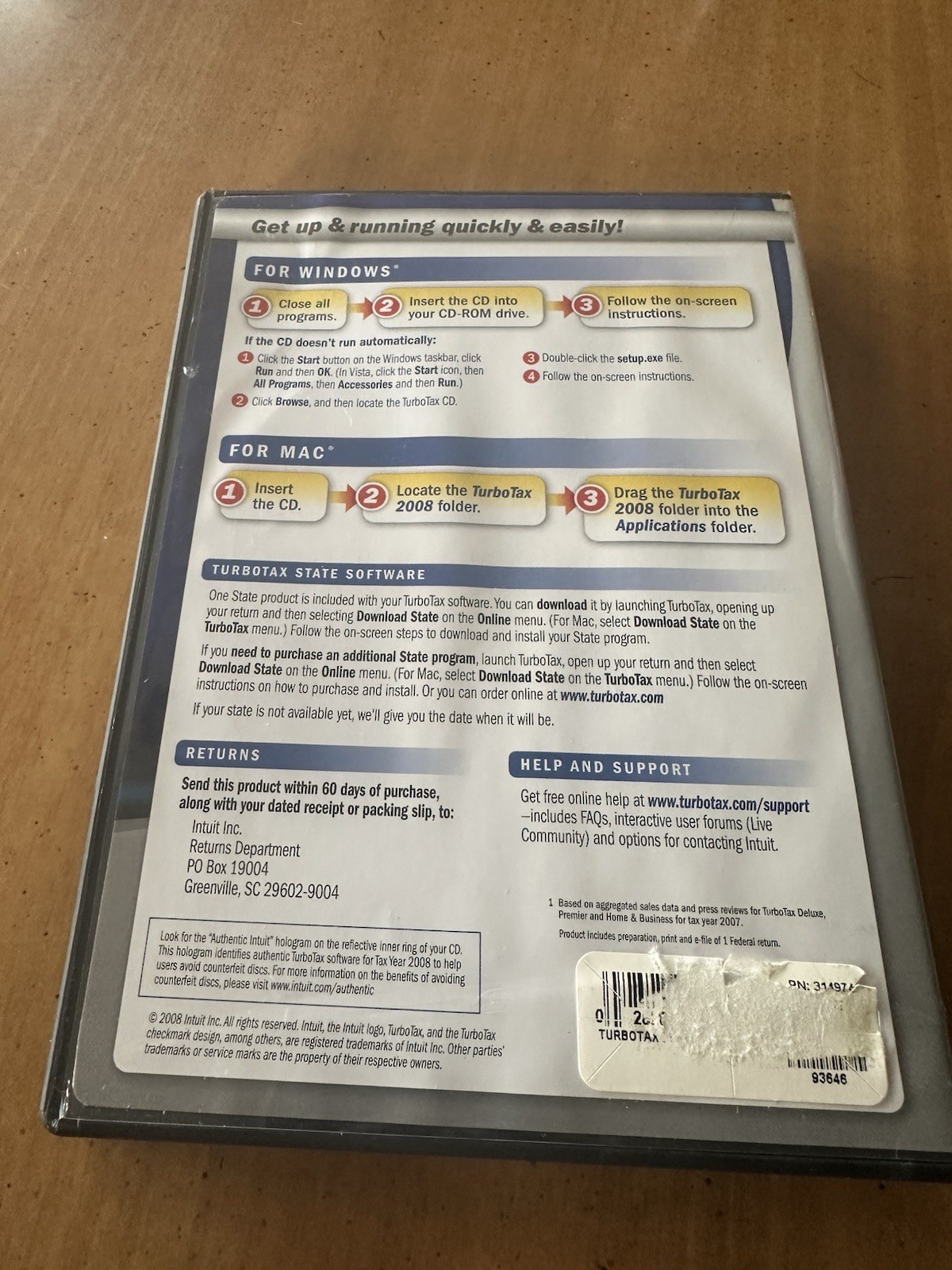 Turbotax 2008 Deluxe Federal plus state 2008 Turbo tax For Window’s And Mac