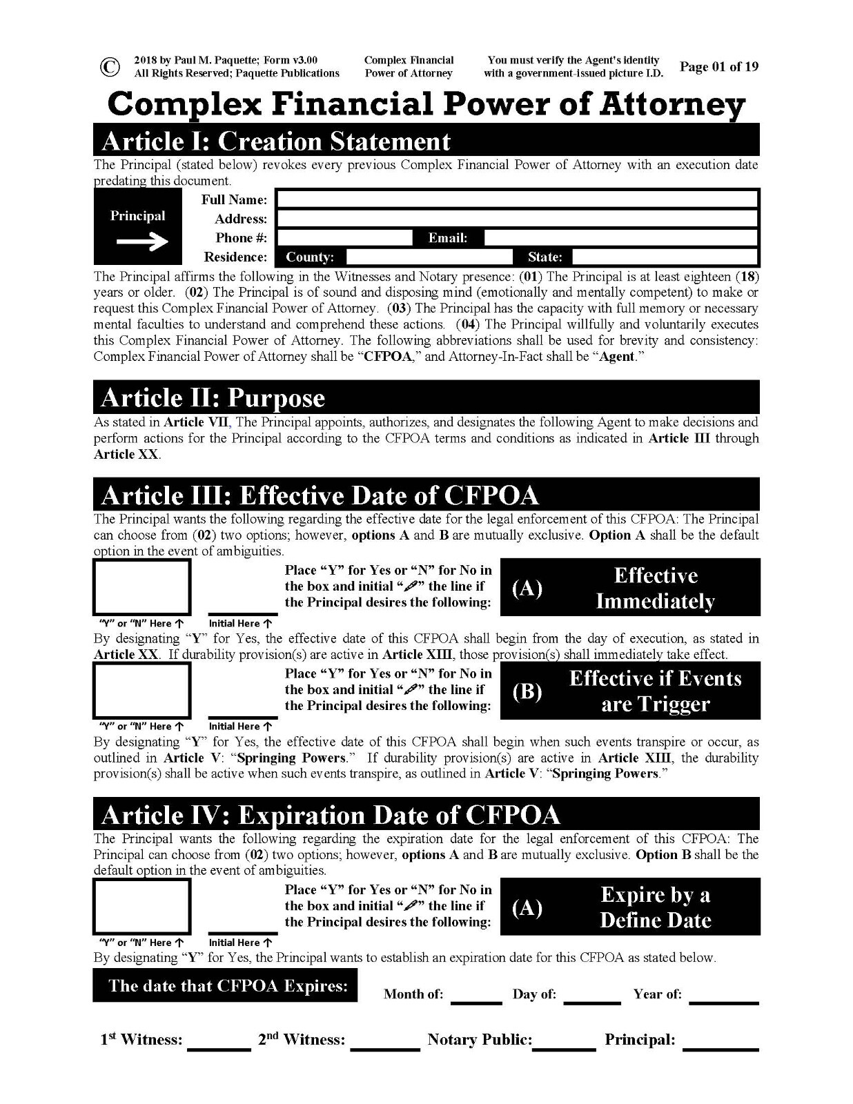 Complex Financial Power of Attorney – Full Version – USB Flash Drive Only