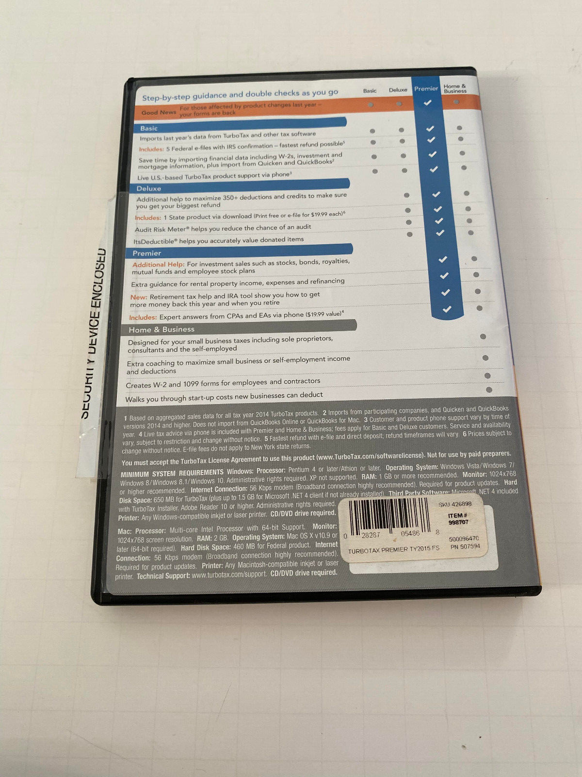 TurboTax Premier 2015 Investments & Rental Property Tax Preparation USED Disc