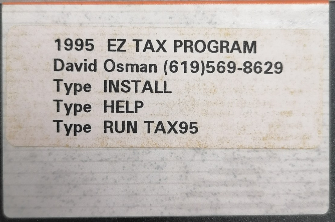 1995 EZ Tax Program David Osman