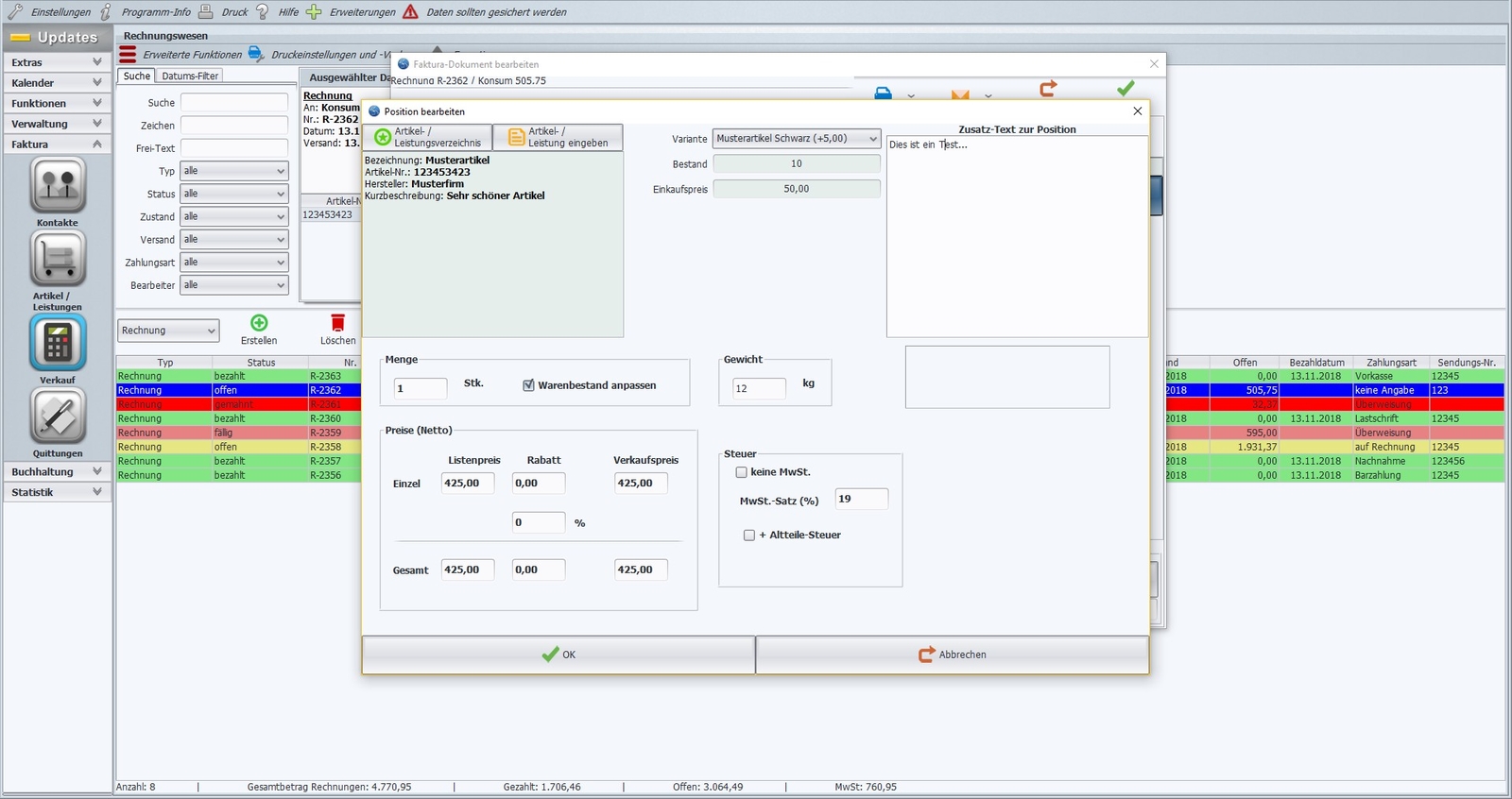 Rechnungsprogramm Software inkl. Buchhaltung,Netzwerkversion,Lizenz 3 Rechner