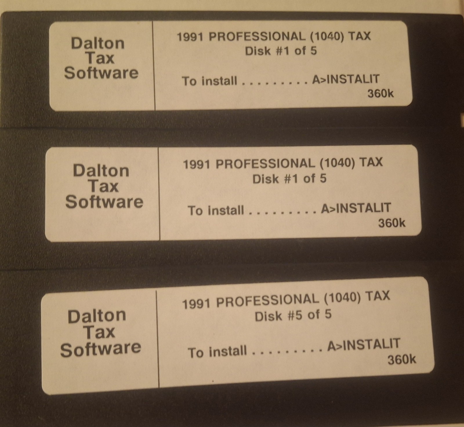 1991 TAX SOFTWARE DALTO TAX SOFTWARE 1040 DEPRECIATION STATE MA RI