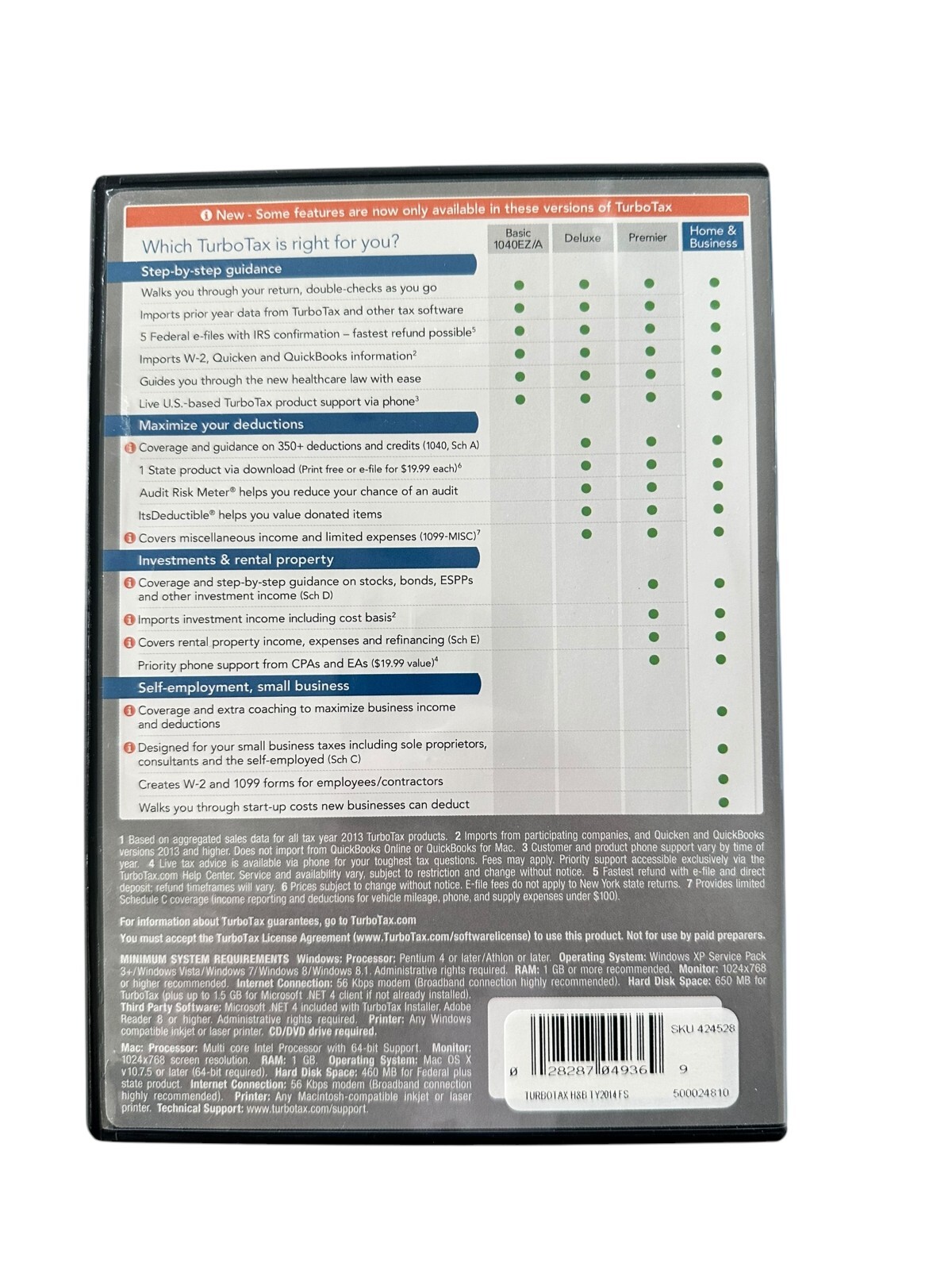 TurboTax 2014 Home & Business Federal + STATE & E-File for Windows & Mac