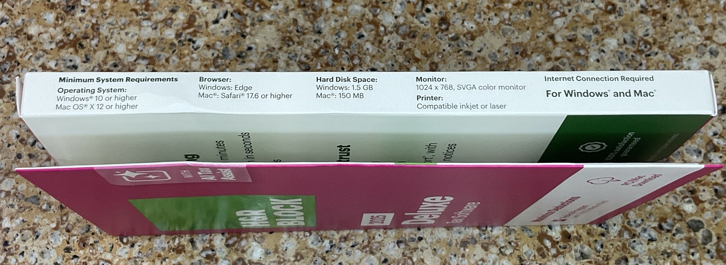 H&R Block 2025 Deluxe Tax Software PC/Mac Federal Only – Key Card Inside