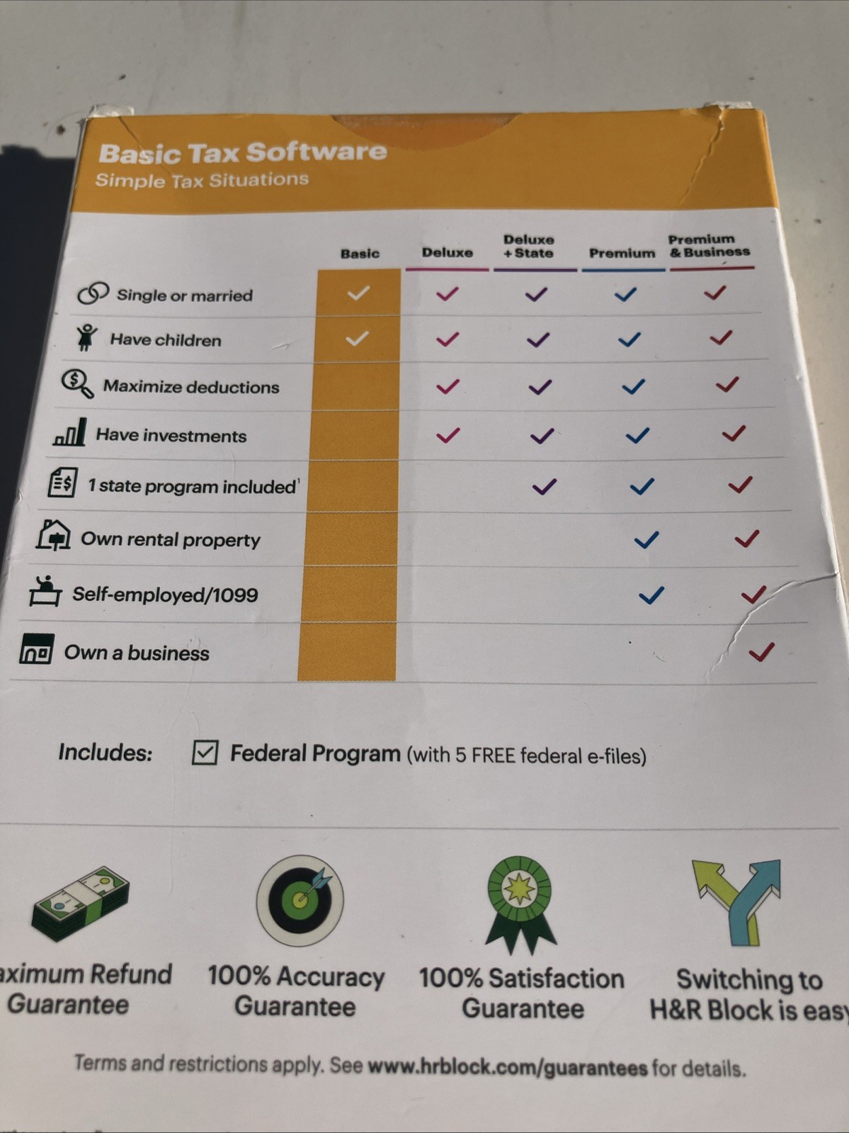 H&R Block Tax Software Basic 2024 PC/Mac Federal e-file [Key Card] e-Delivery