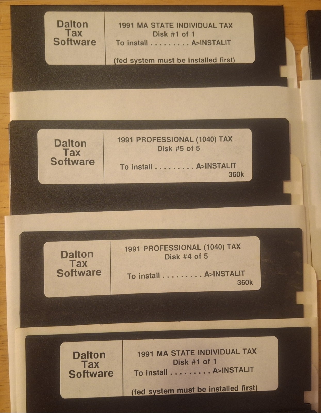 1991 TAX SOFTWARE DALTO TAX SOFTWARE 1040 DEPRECIATION STATE MA RI