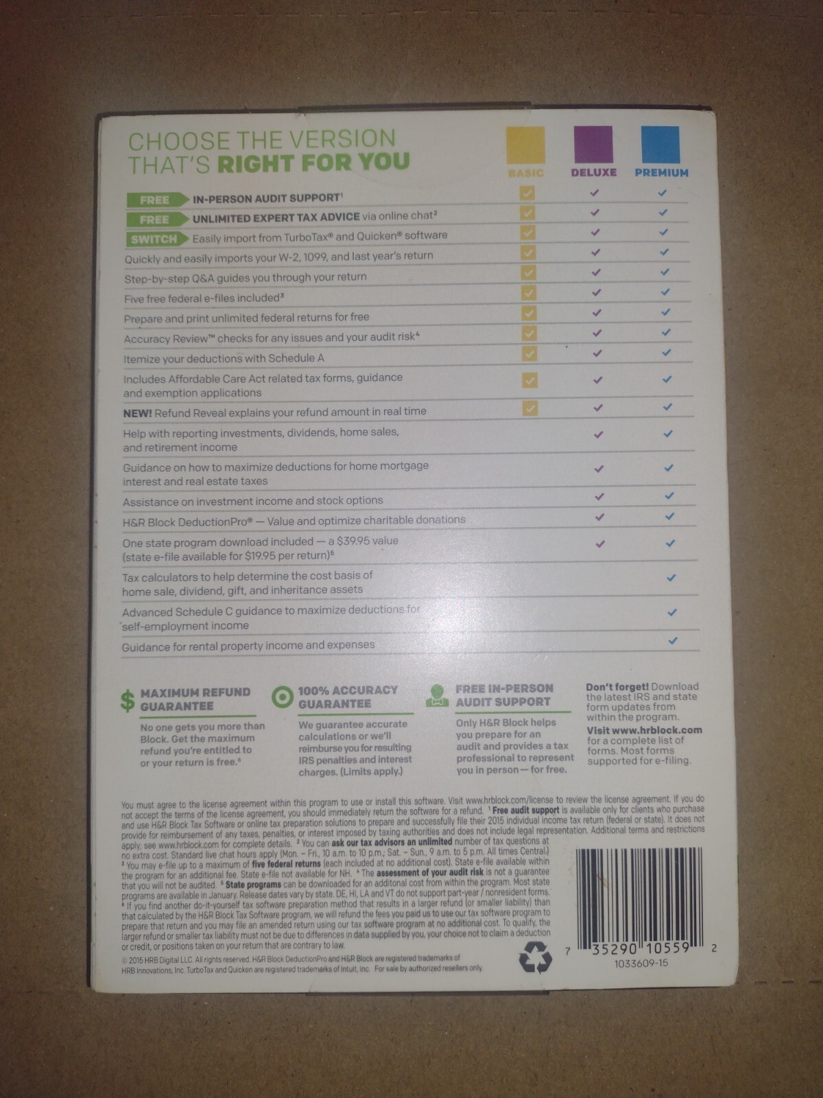 H&R Block 2015 Federal Basic Simple Tax Software (Windows and Mac) New Sealed