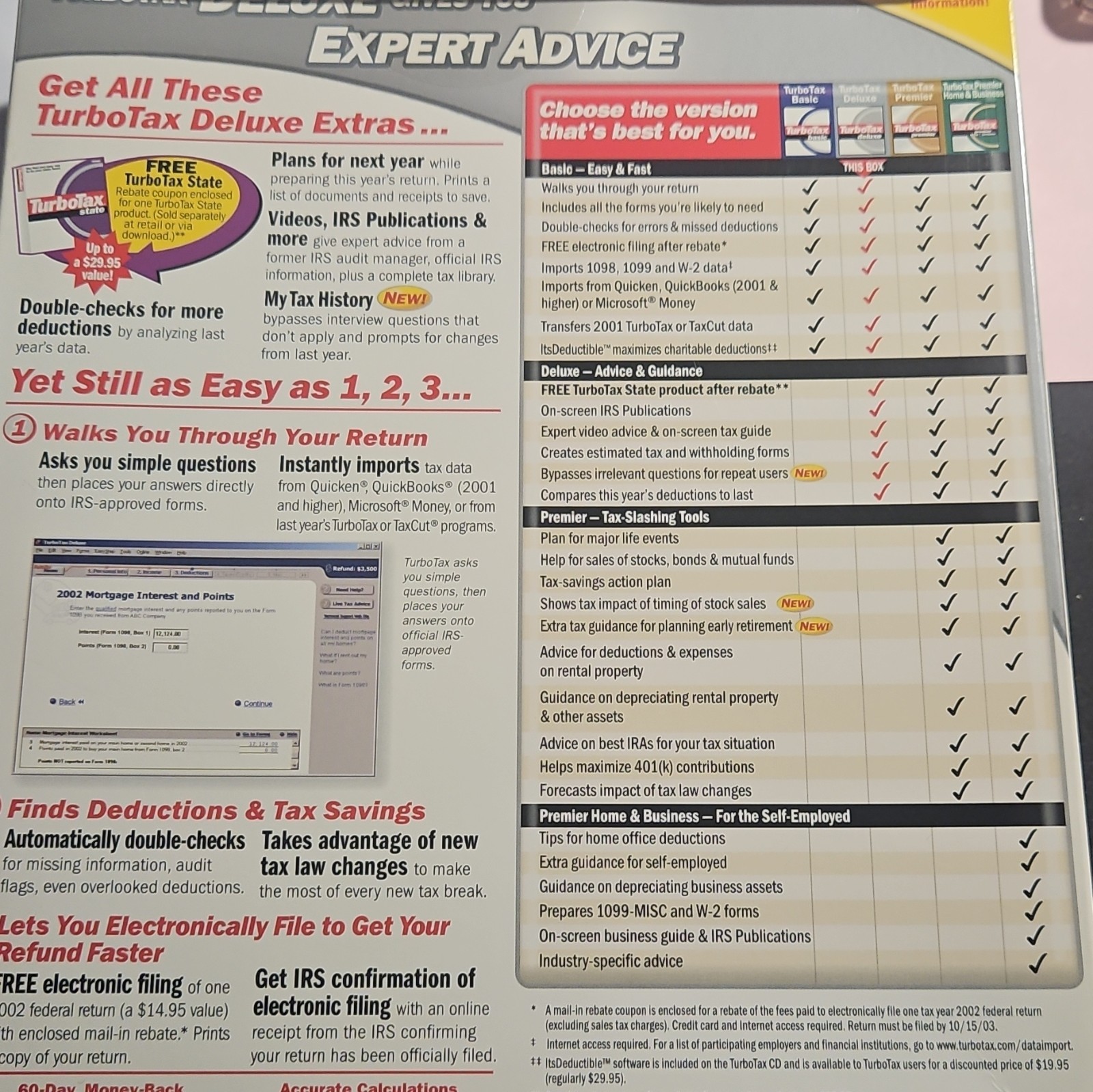TurboTax Deluxe 2003 Tax Preparation Software CD For Windows PC English Standard