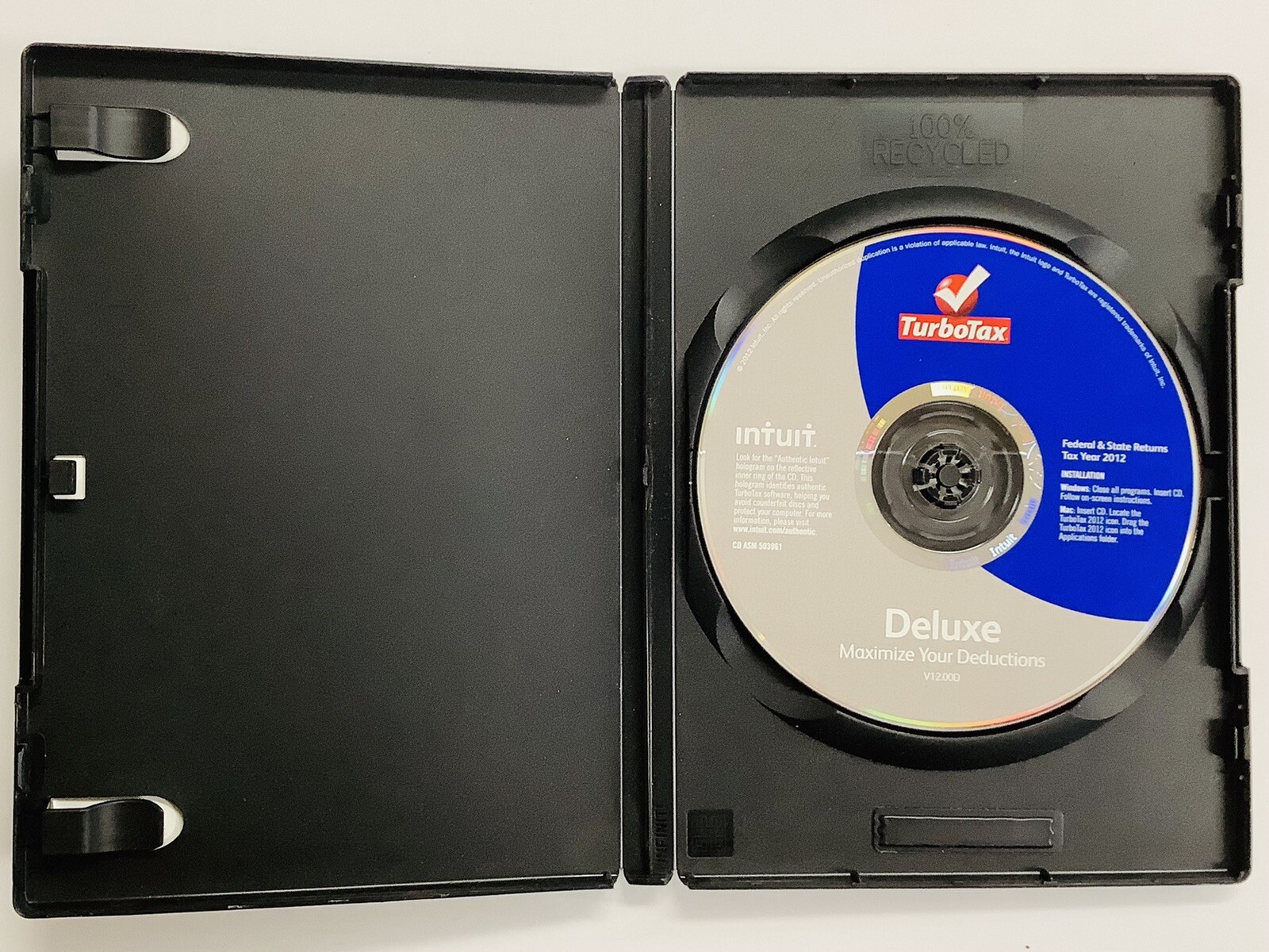 Turbotax 2012 Deluxe. Federal and State + Federal E-file (Win/Mac) LN