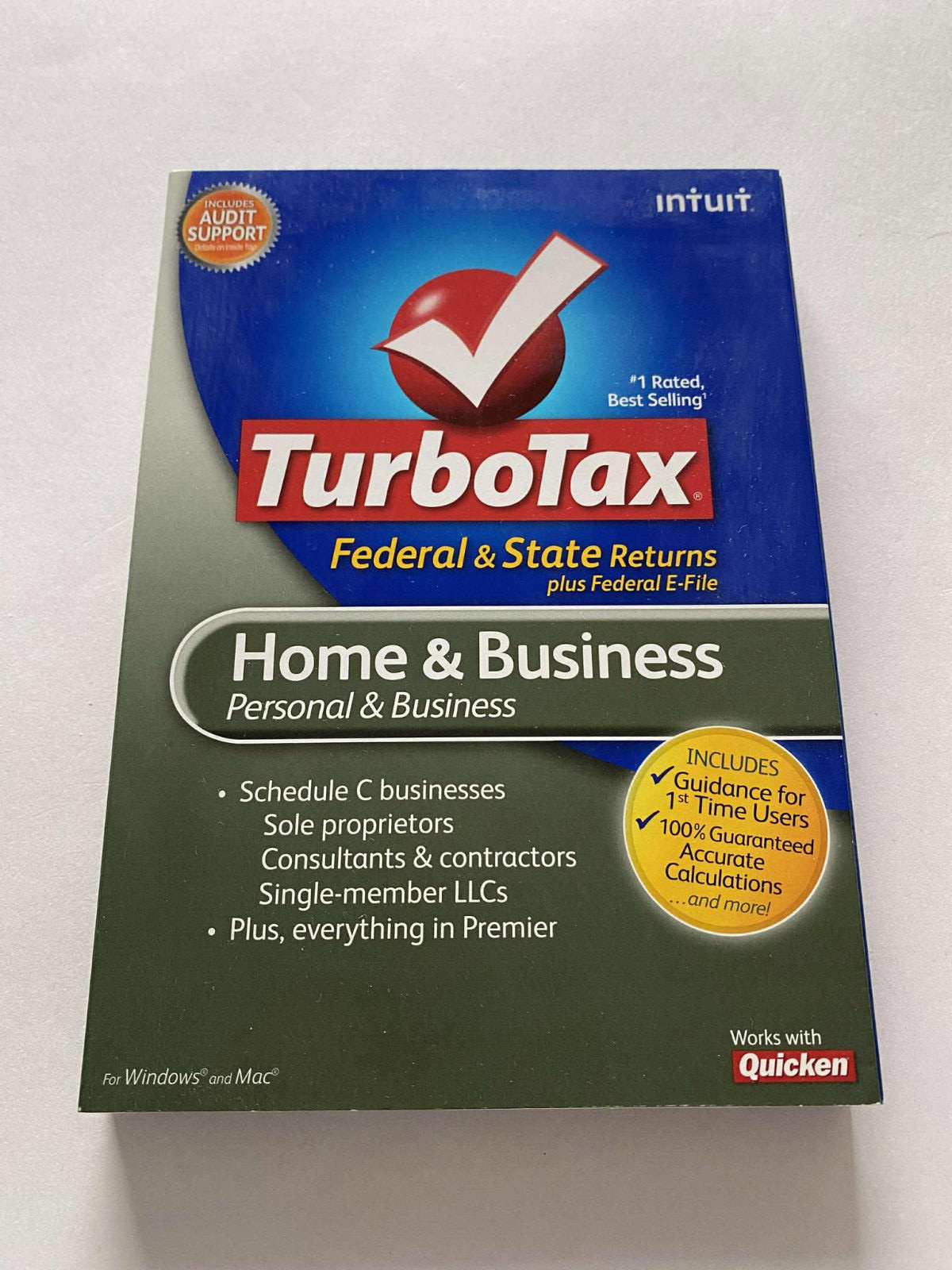 2010 Intuit TurboTax Home & Business Federal & State PC Mac ( NO E-FILE ) GOOD