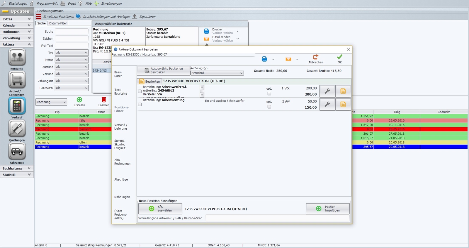 Car Invoice Software, Auto Repair Administration for Windows 10, Latest Version