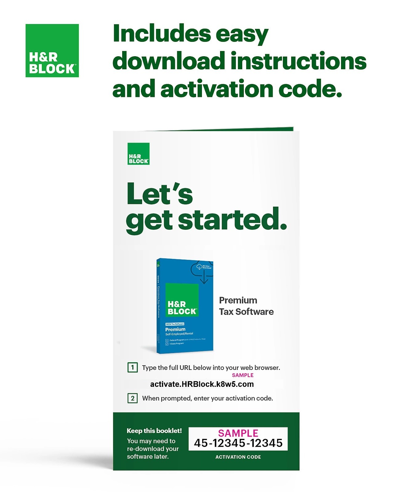 New 2023 H&R Block Tax Software Premium Edition for PC/MAC [Key Card]