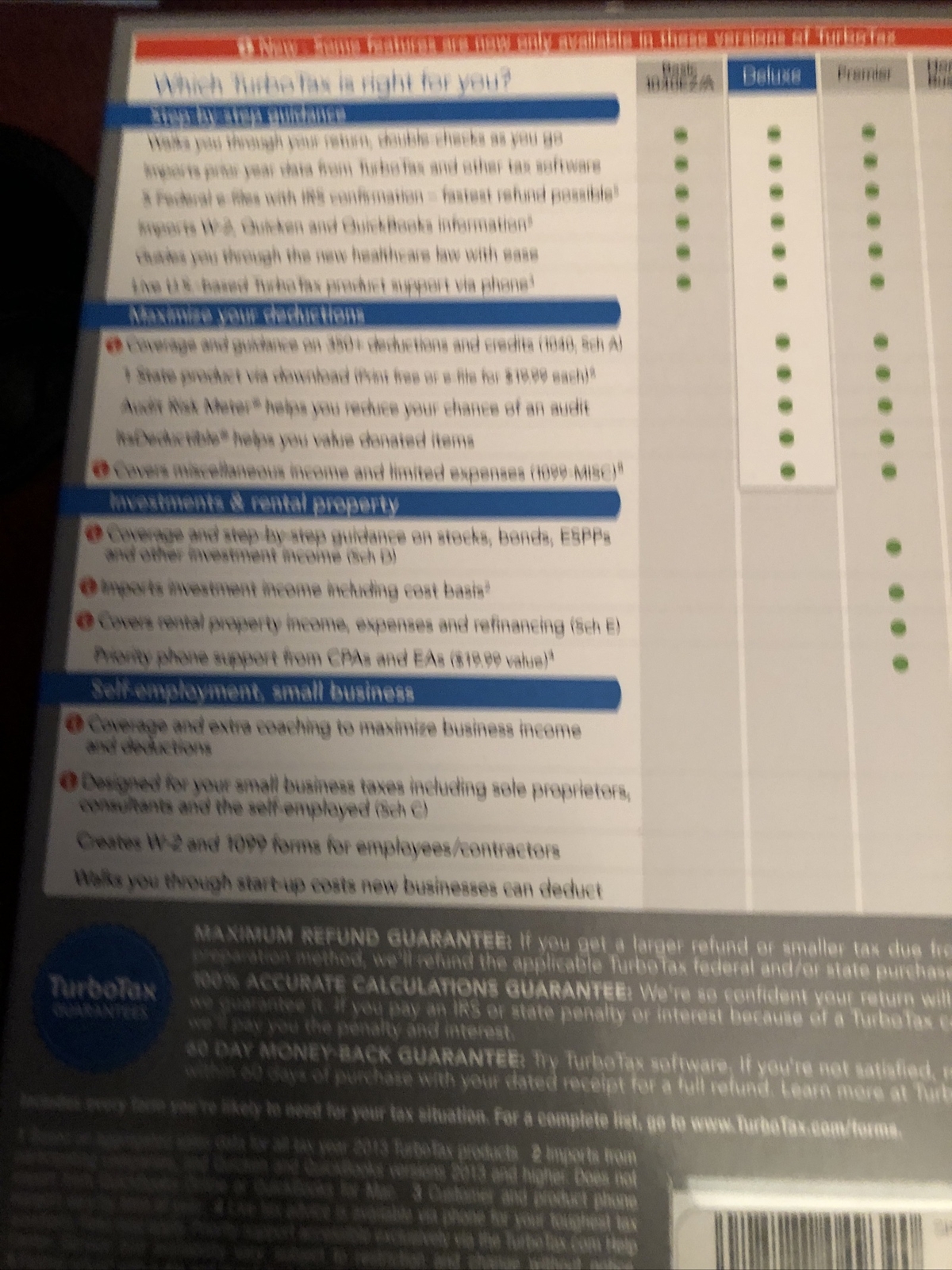 Intuit Turbo Tax 2014 Deluxe Deductions & Homeowners Edition Federal E-File Stat