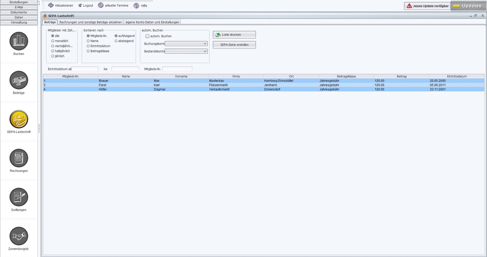 Club program, club software, contributions, accounting, club members software