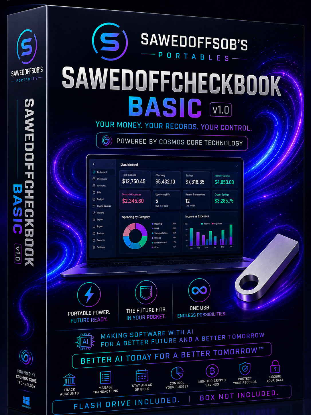 Sawedoffcheckbook Basic v1.0 USB Finance Software – Flash Drive Included