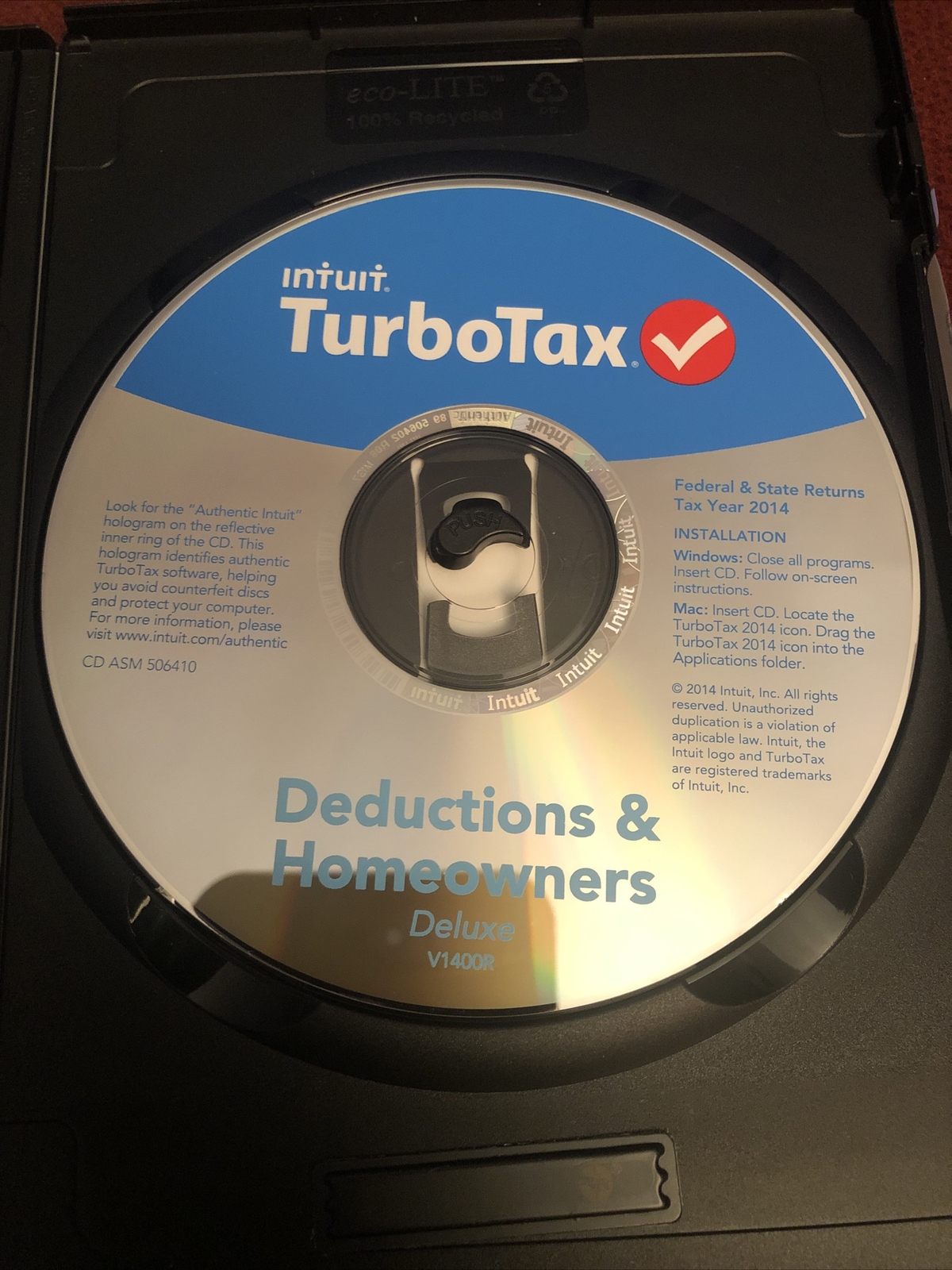 Intuit Turbo Tax 2014 Deluxe Deductions & Homeowners Edition Federal E-File Stat