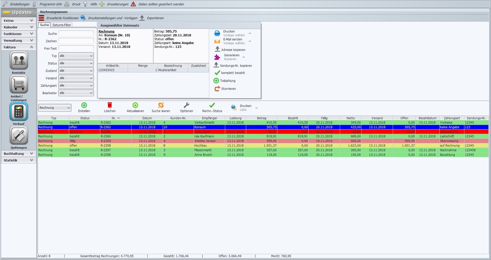 Rechnungsprogramm Software inkl. Buchhaltung,Netzwerkversion,Lizenz 3 Rechner