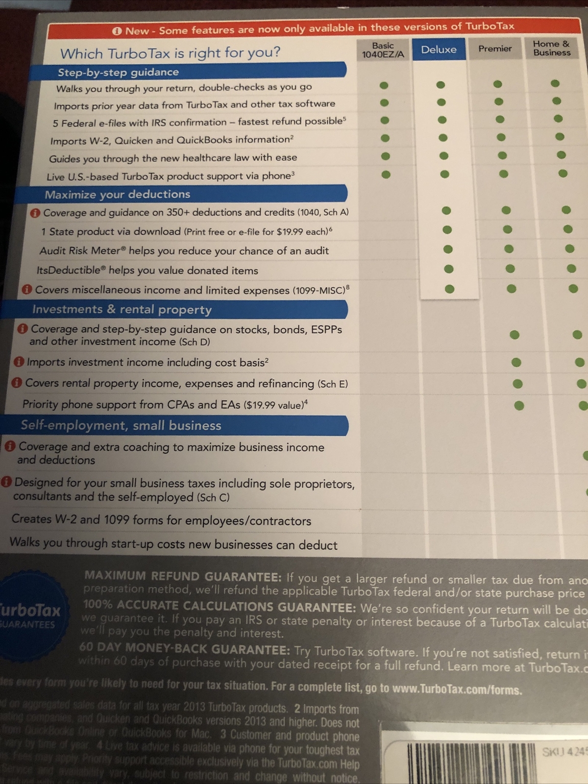 Intuit Turbo Tax 2014 Deluxe Deductions & Homeowners Edition Federal E-File Stat