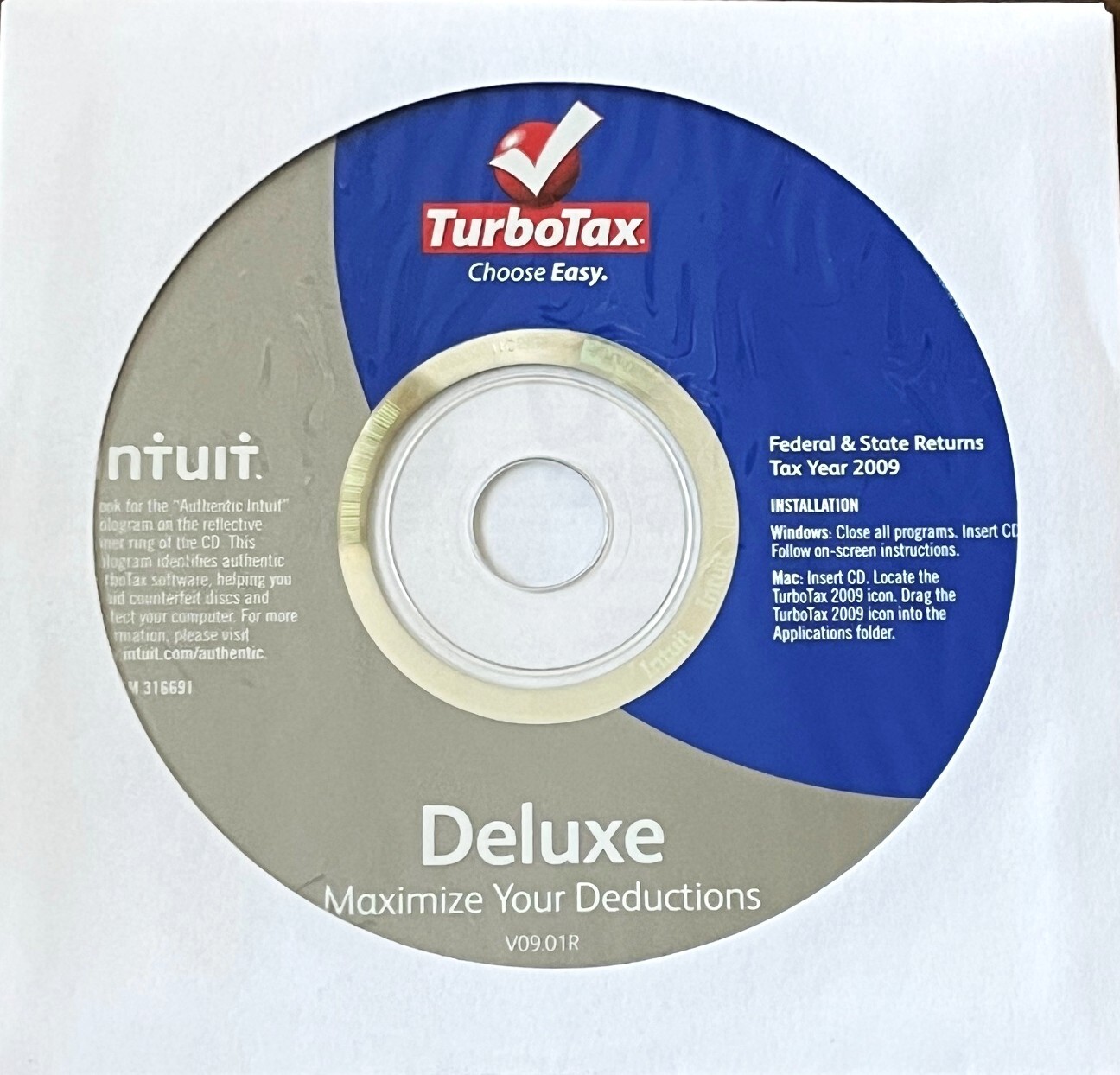 TurboTax Deluxe 2009 Maximize Your Deductions – Federal & State Windows & Mac