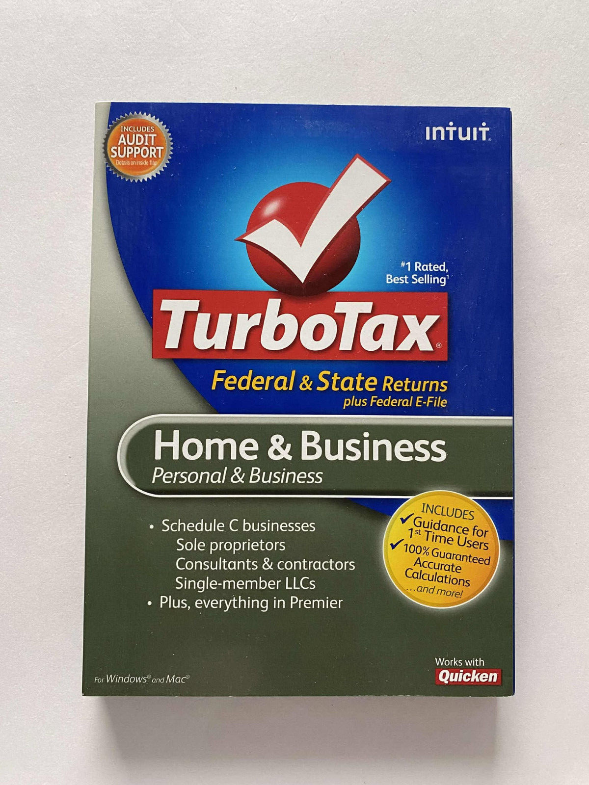 2010 Intuit TurboTax Home & Business Federal & State PC Mac ( NO E-FILE ) GOOD