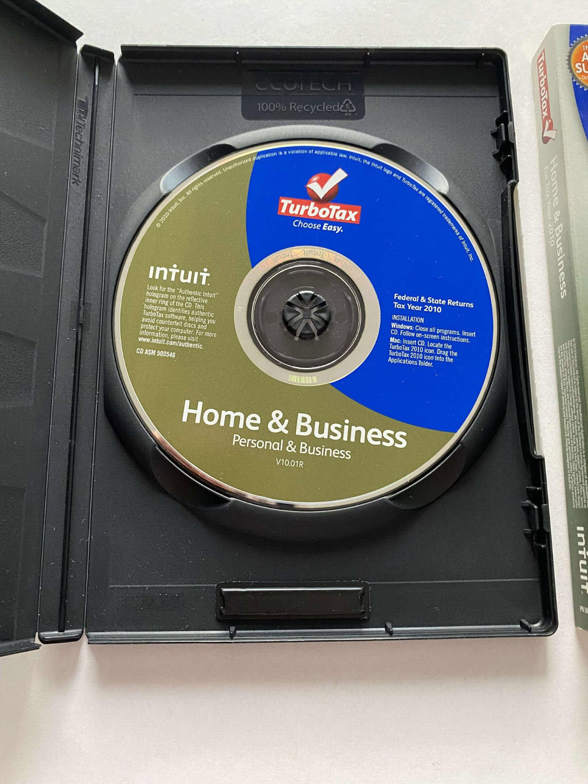 2010 Intuit TurboTax Home & Business Federal & State PC Mac ( NO E-FILE ) GOOD