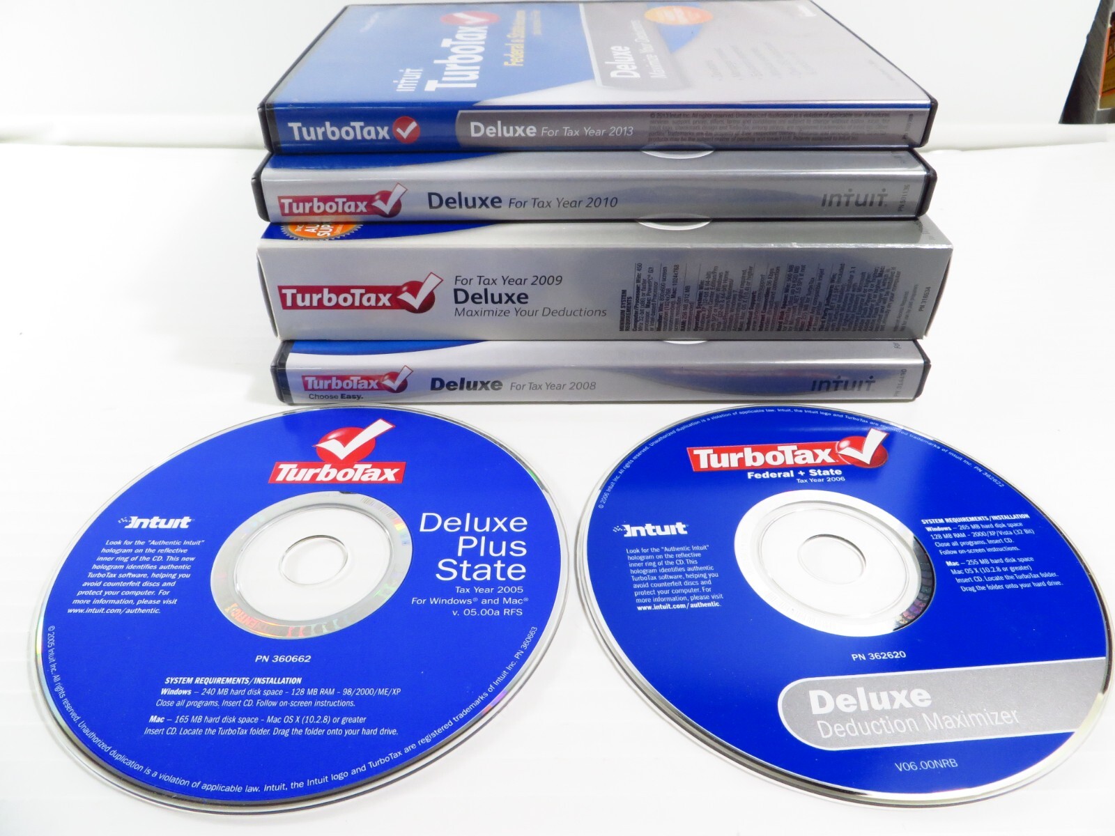 6 Pack TurboTax Deluxe for Win/Mac Federal State Intuit: 05, 06, 08, 09, 10, 13