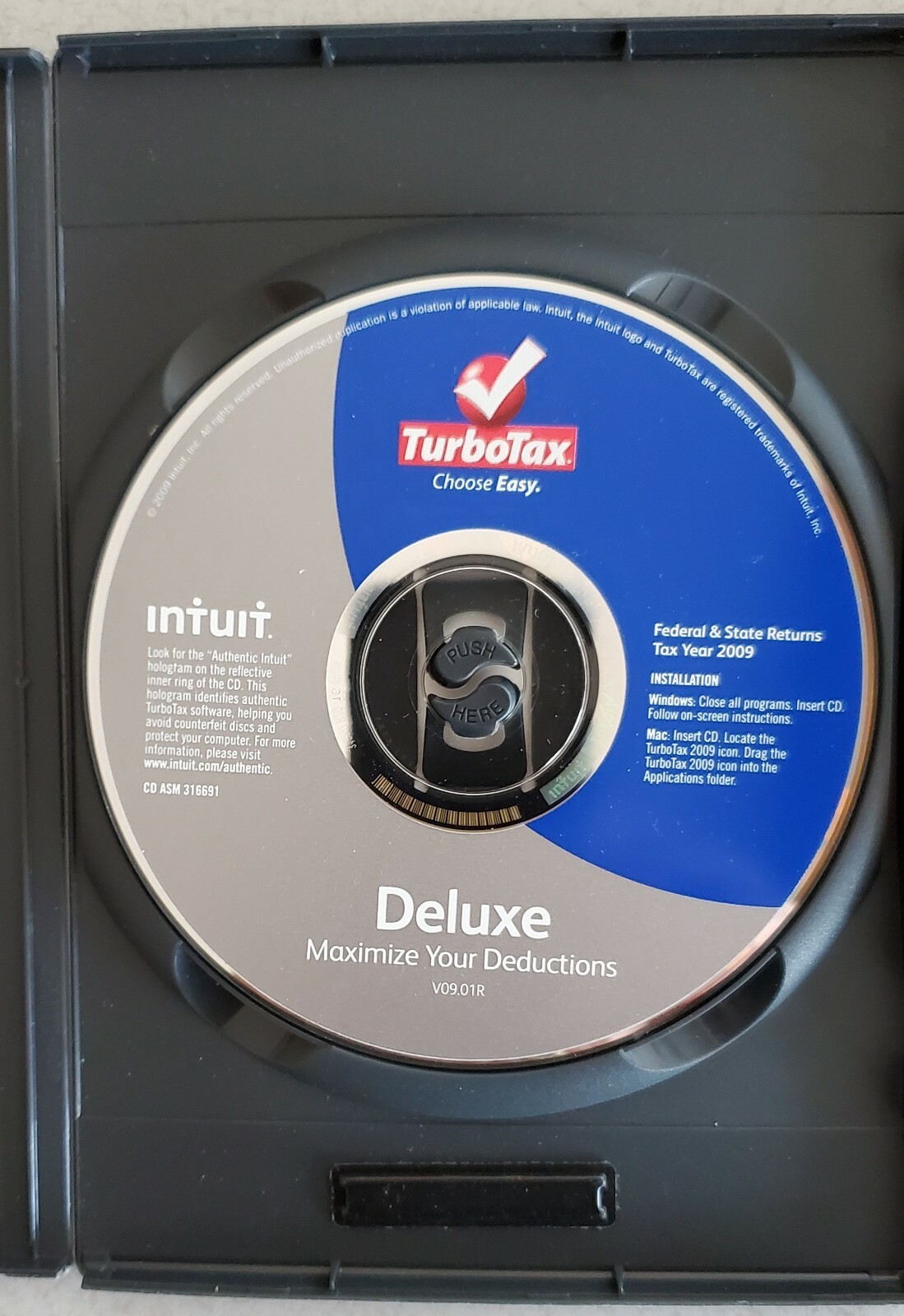 3 CDs for FEDERAL RETURN 2007 2008 2009 TURBOTAX Deluxe CD Windows & Mac