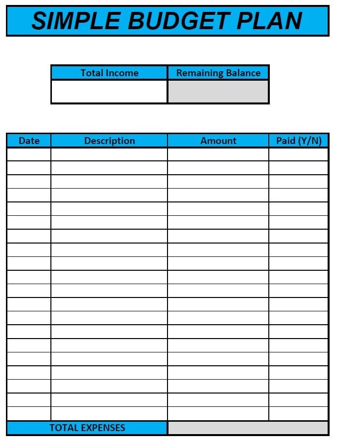 Personal Simple Budget Plan for Beginners: PDF / Spreadsheet / Both
