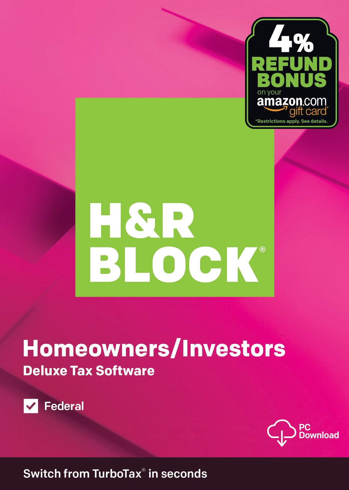 Tax Software H&R Block Deluxe 2019 Federal Only PC Download VERSION