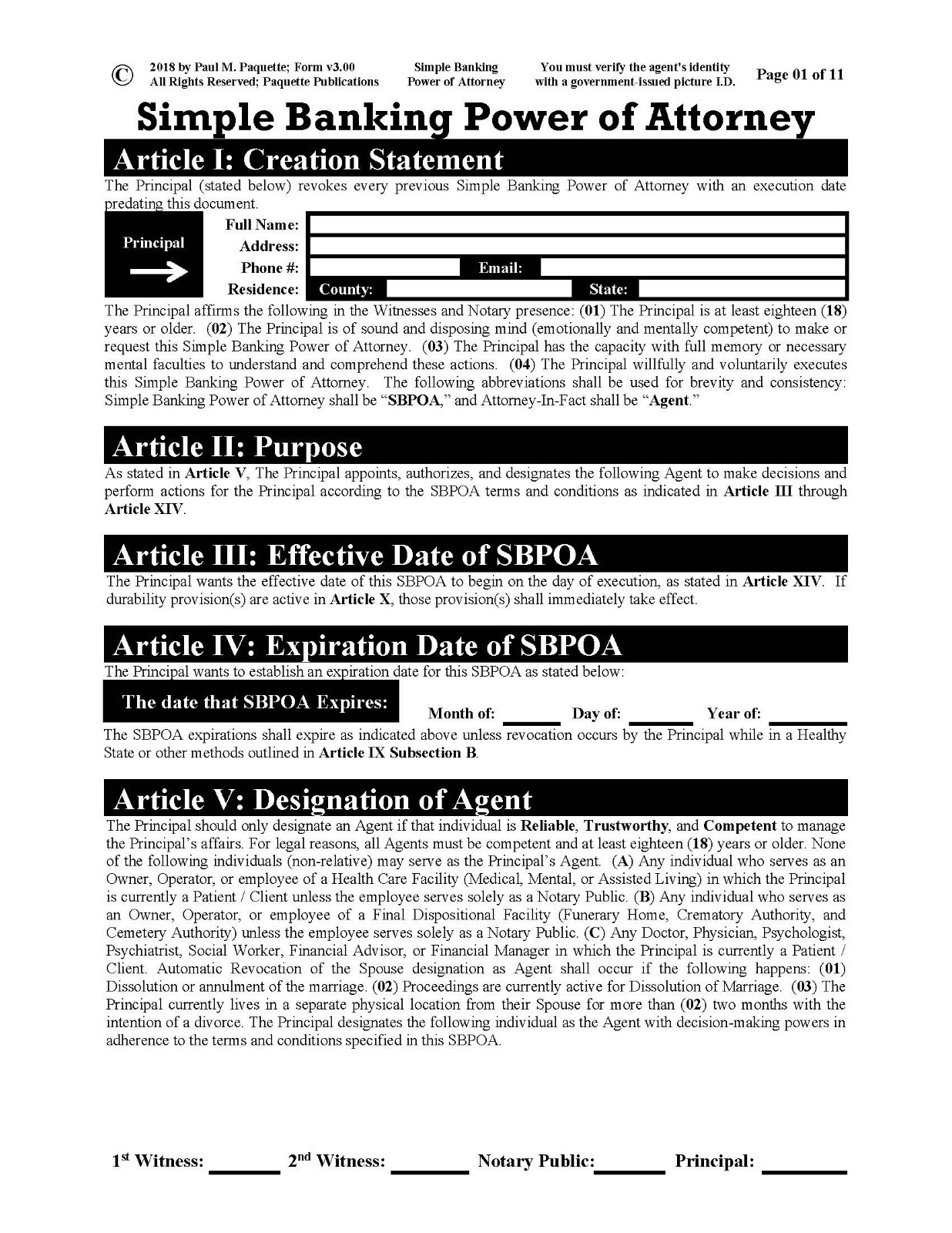 Simple Banking Power of Attorney – Full Version – USB Flash Drive Only