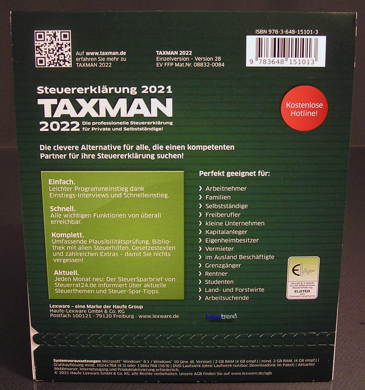 Lexware Taxman 2022 Full Version Box + DVD Tax Year 2021 + Tax Manual NEW