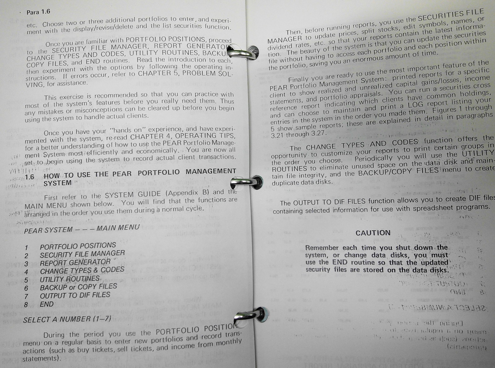 1983 Pear Portfolio Management System, by Hale Systems, Demo program for IBM PCs