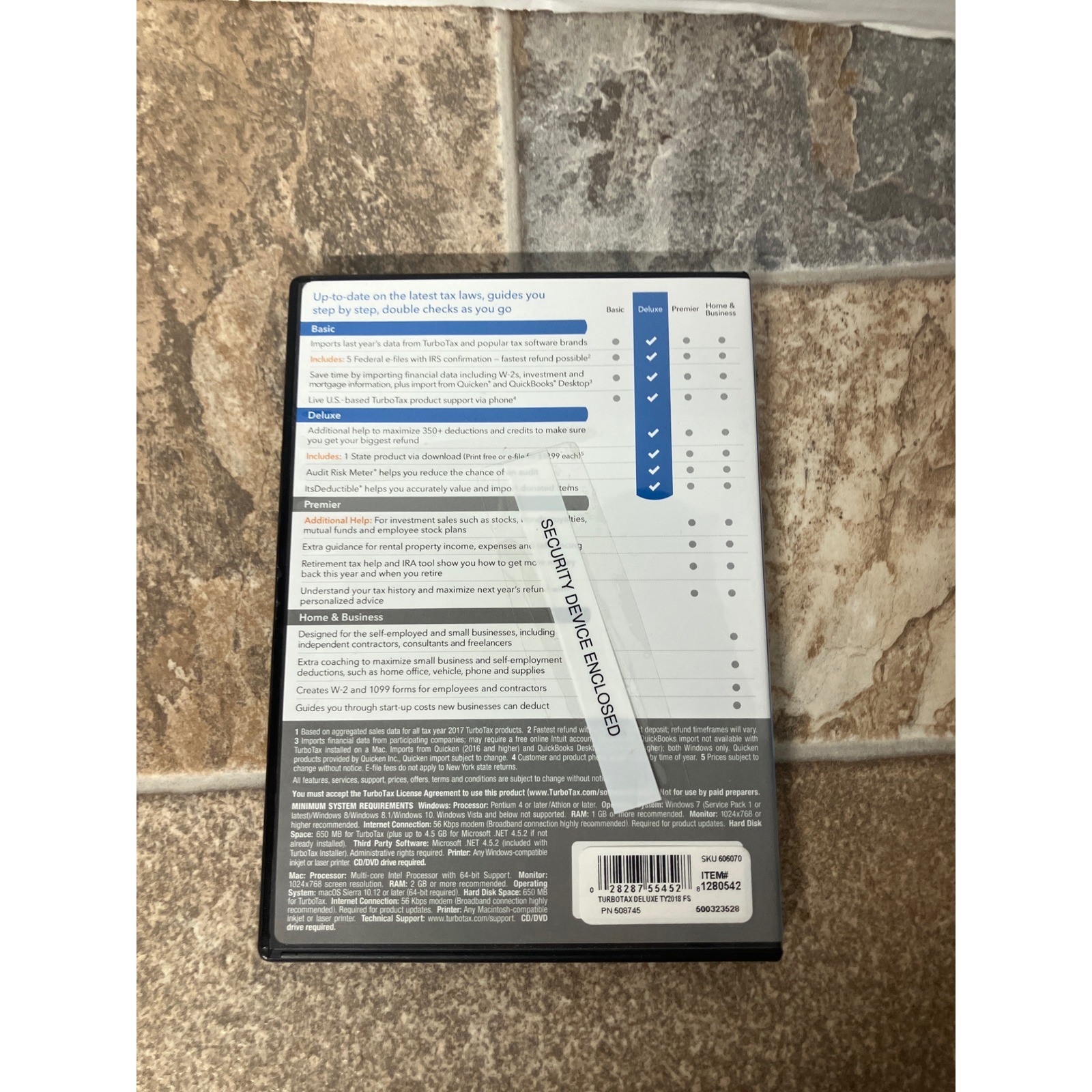 Intuit TurboTax Deluxe Tax Year 2018 Federal State Returns CD Software Window
