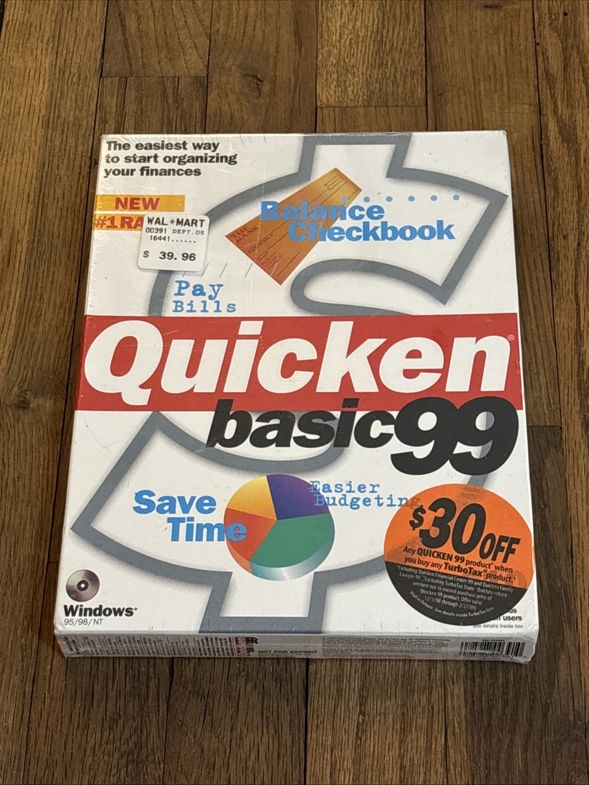 Quicken Basic 99 Accounting Finance Software CD for Windows 95/98/NT New Sealed