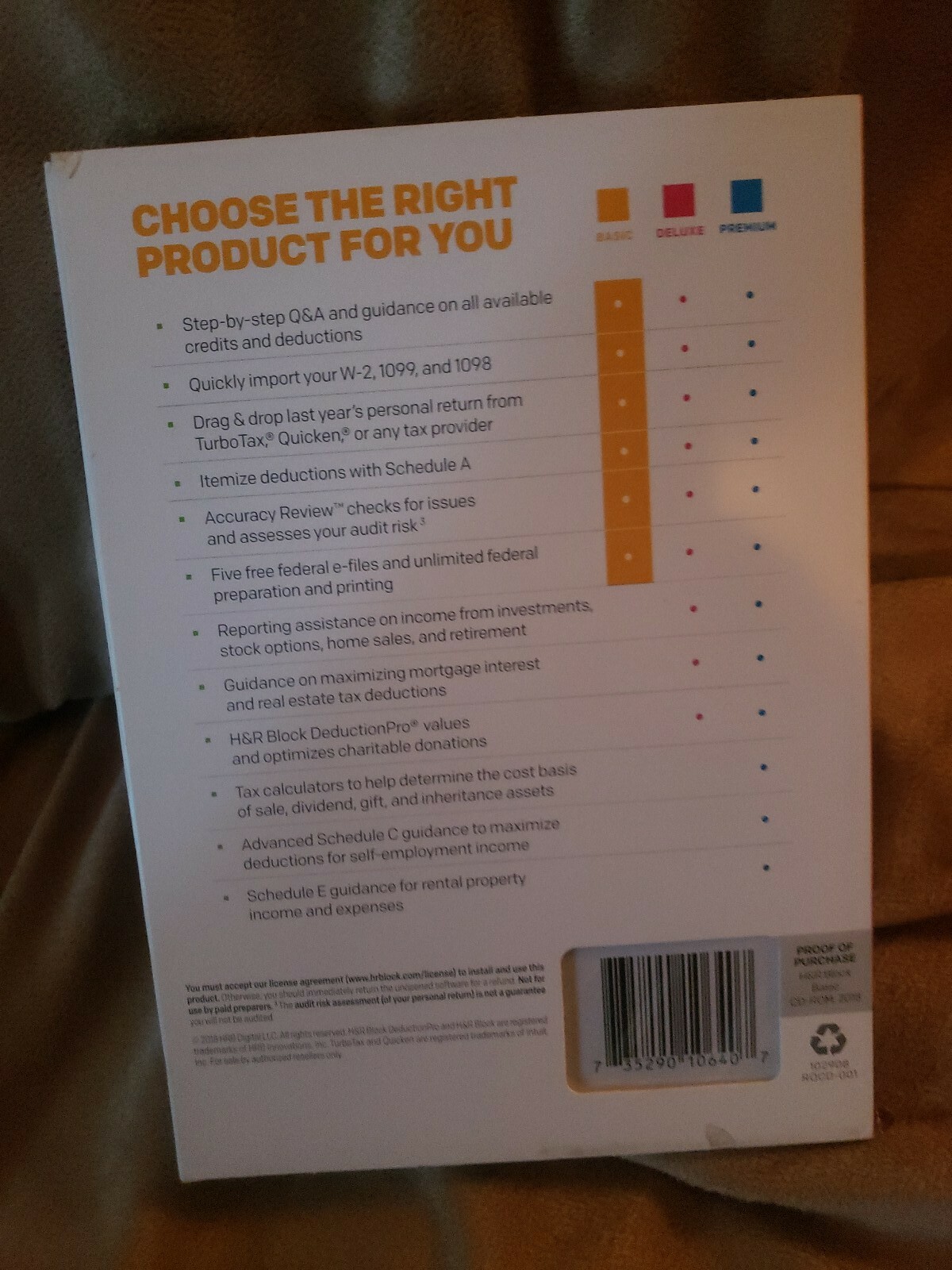 H&R Block Tax Software Federal Basic 2018