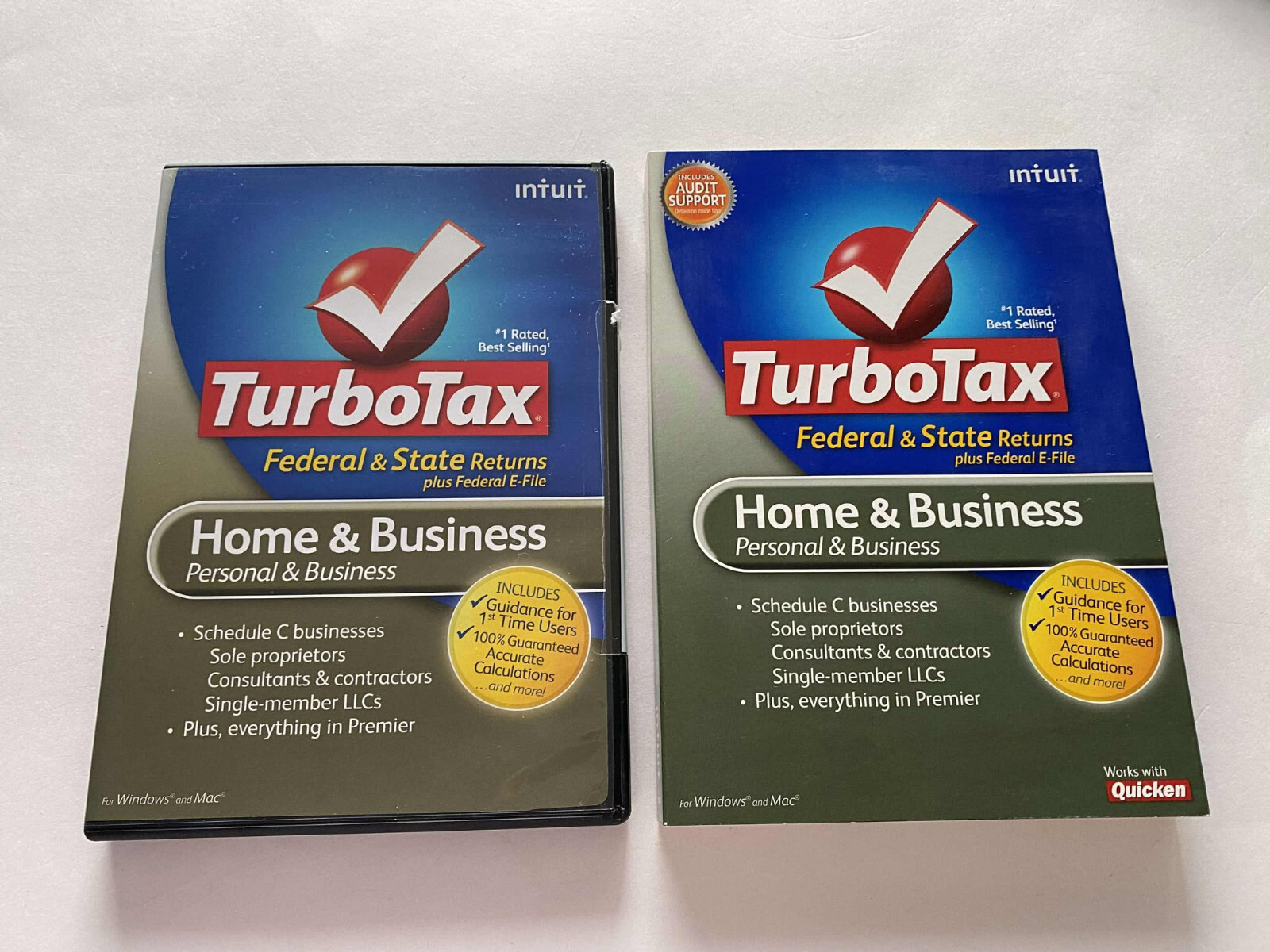 2010 Intuit TurboTax Home & Business Federal & State PC Mac ( NO E-FILE ) GOOD