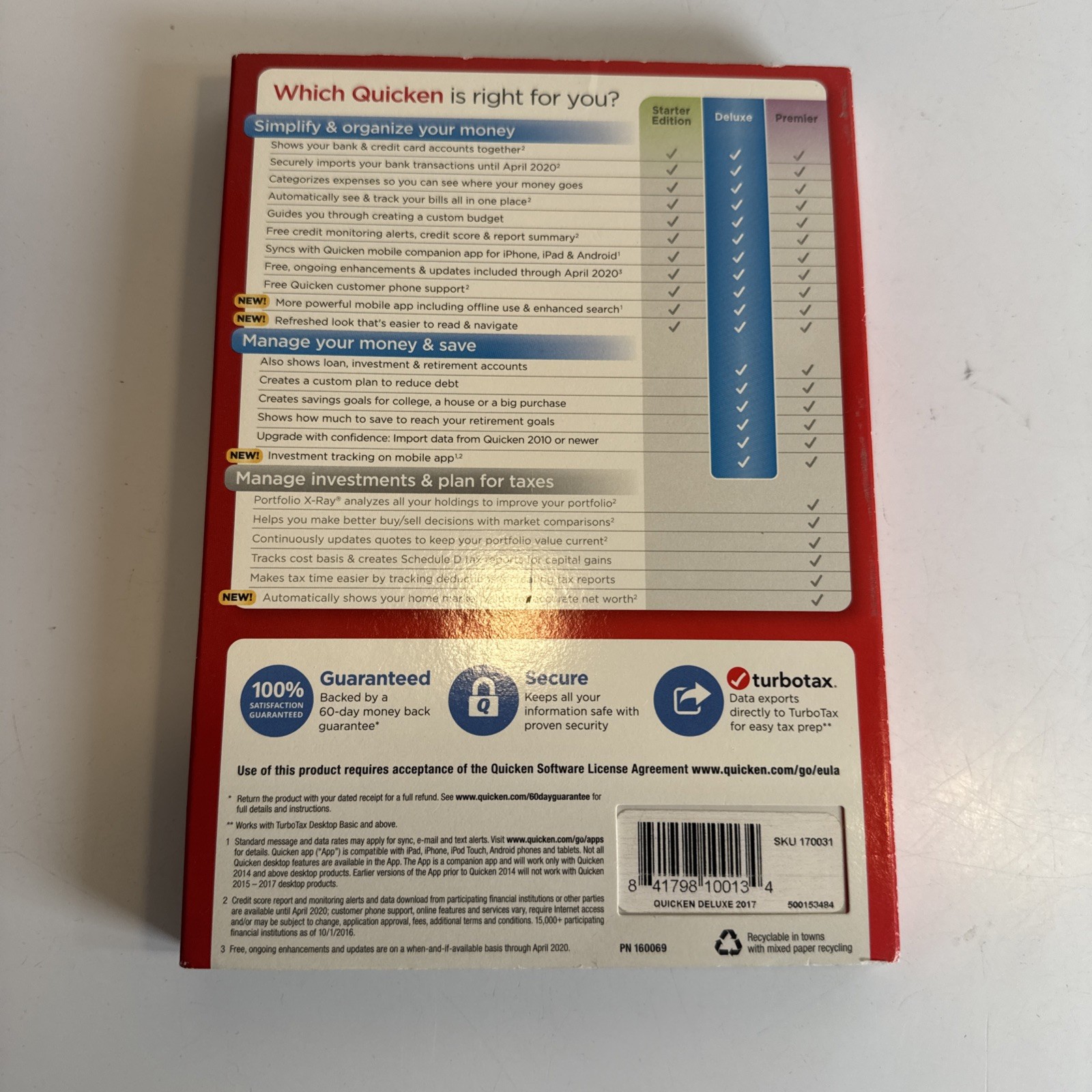 Intuit Quicken 2017 Deluxe For Windows Brand New Sealed READ BEFORE PURCHASING!!